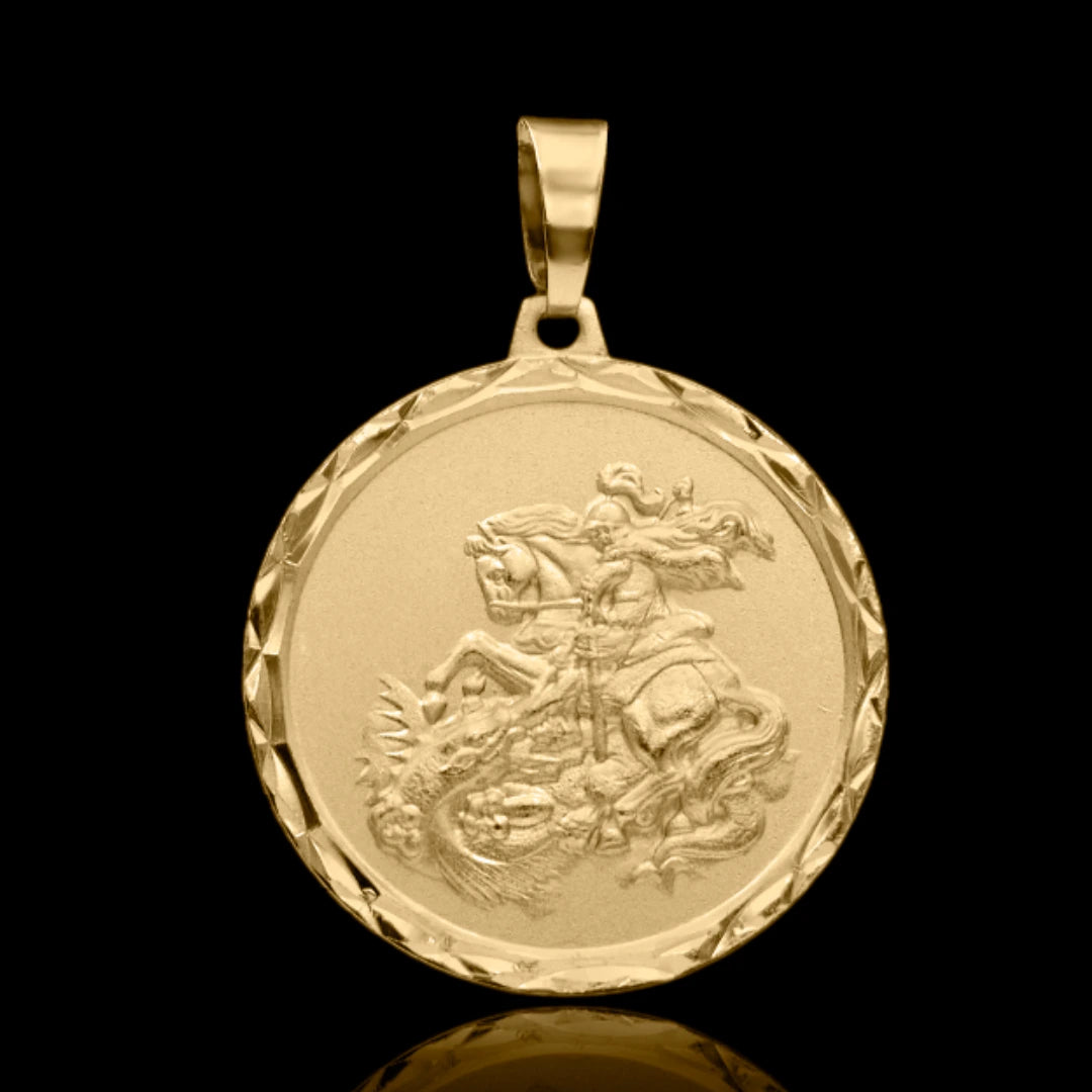 Pingente São Jorge 30mm Banhado a Ouro 18k