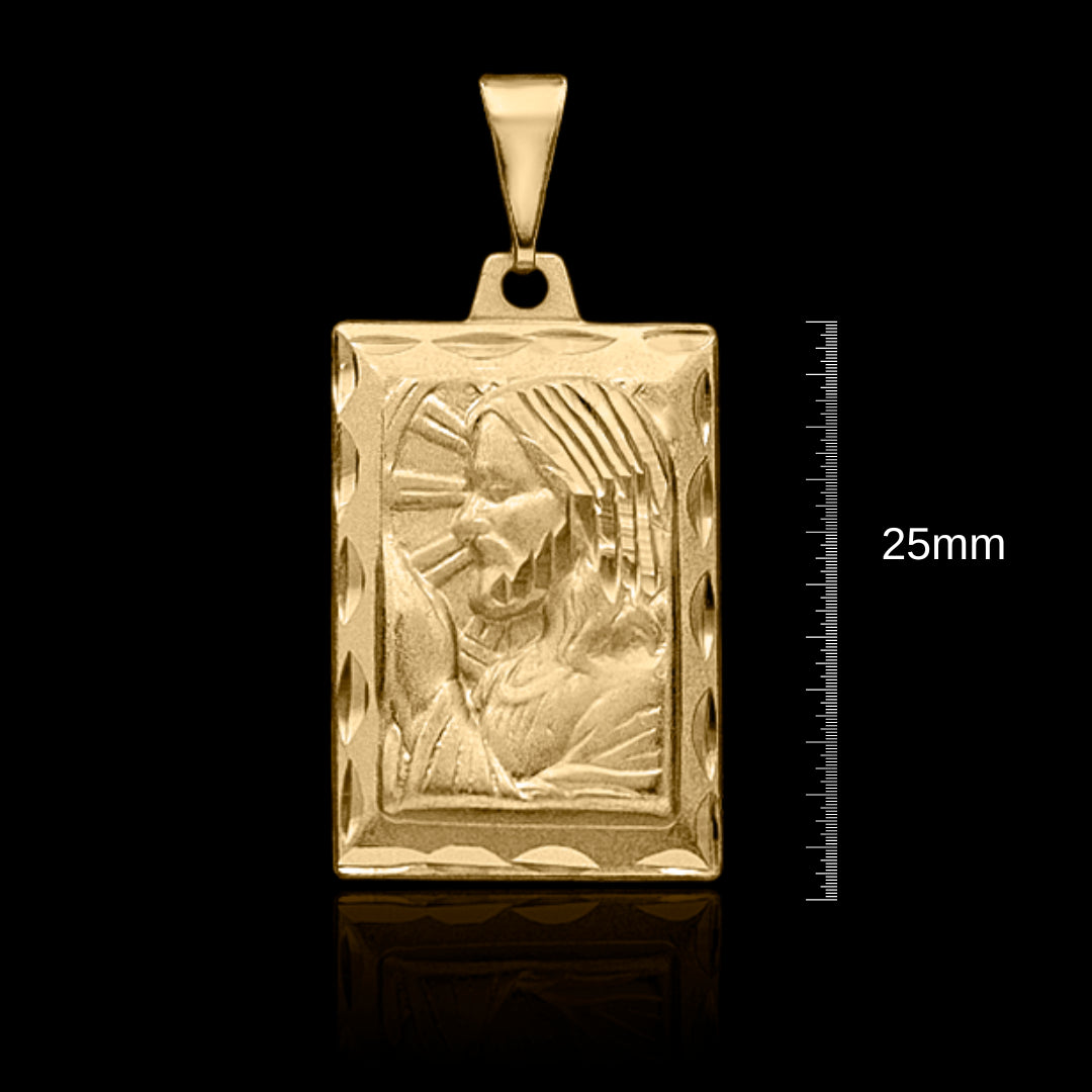 Corrente Cartie 3,5mm com Pingente Jesus Cristo G 25mmx17mm Banhado a Ouro 18k