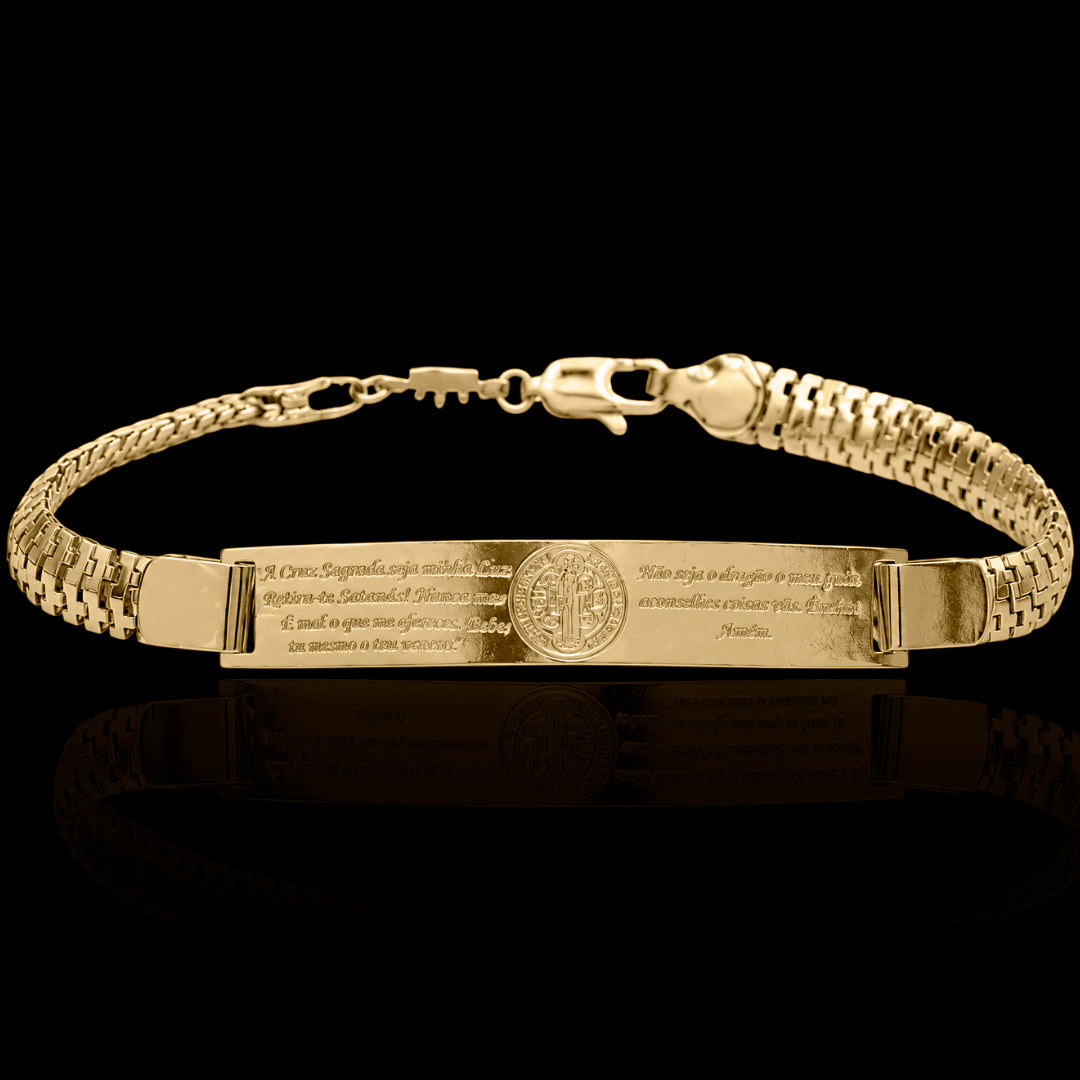 Pulseira Bracelete São Bento 6mm Banhado a Ouro 18k