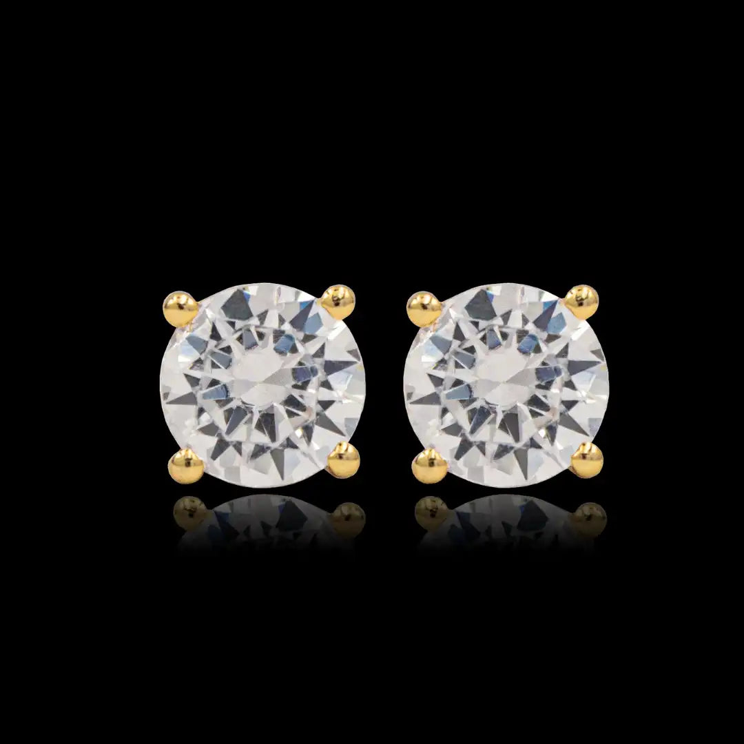 brinco masculino - zirconia banhado a ouro 18k