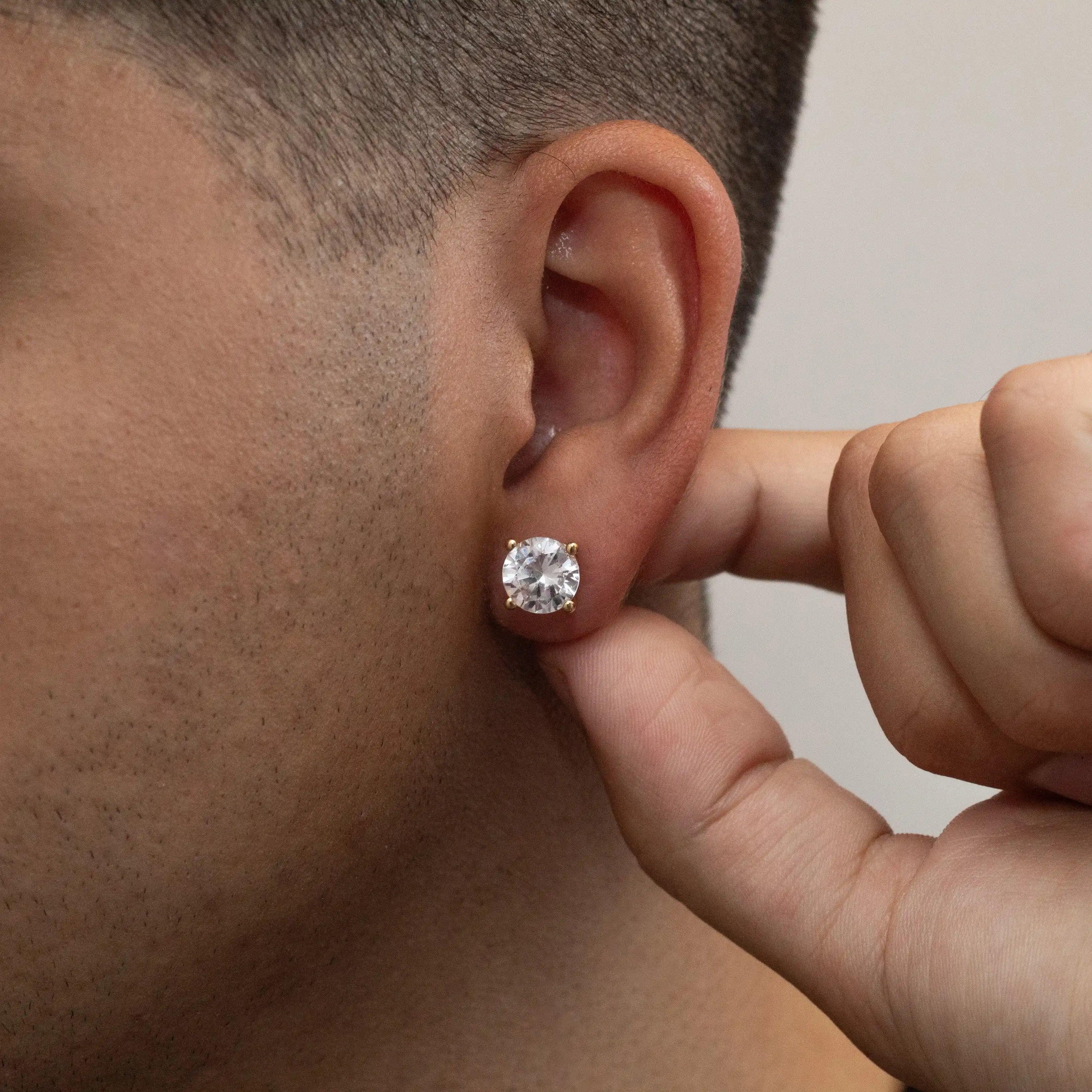 Brincos Zircônia 10mm Banhado a Ouro 18k