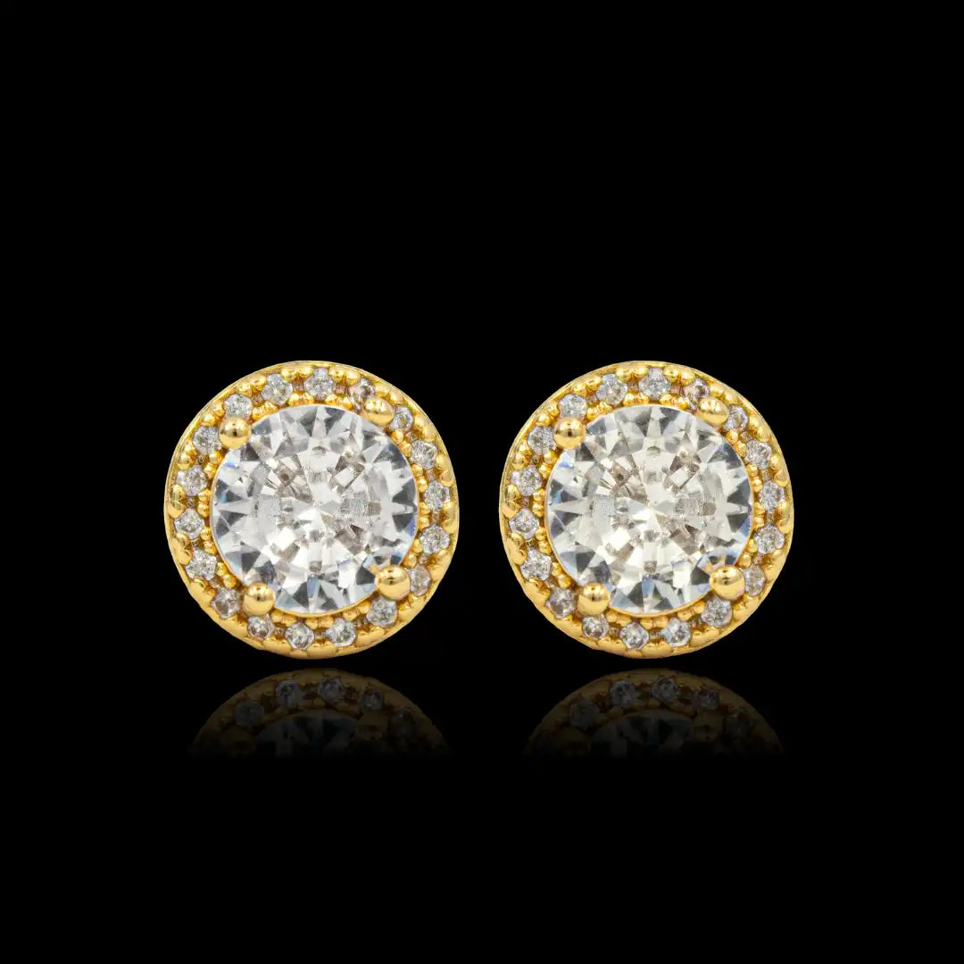 brinco masculino - cravejad com zirconias banhado a ouro 18k