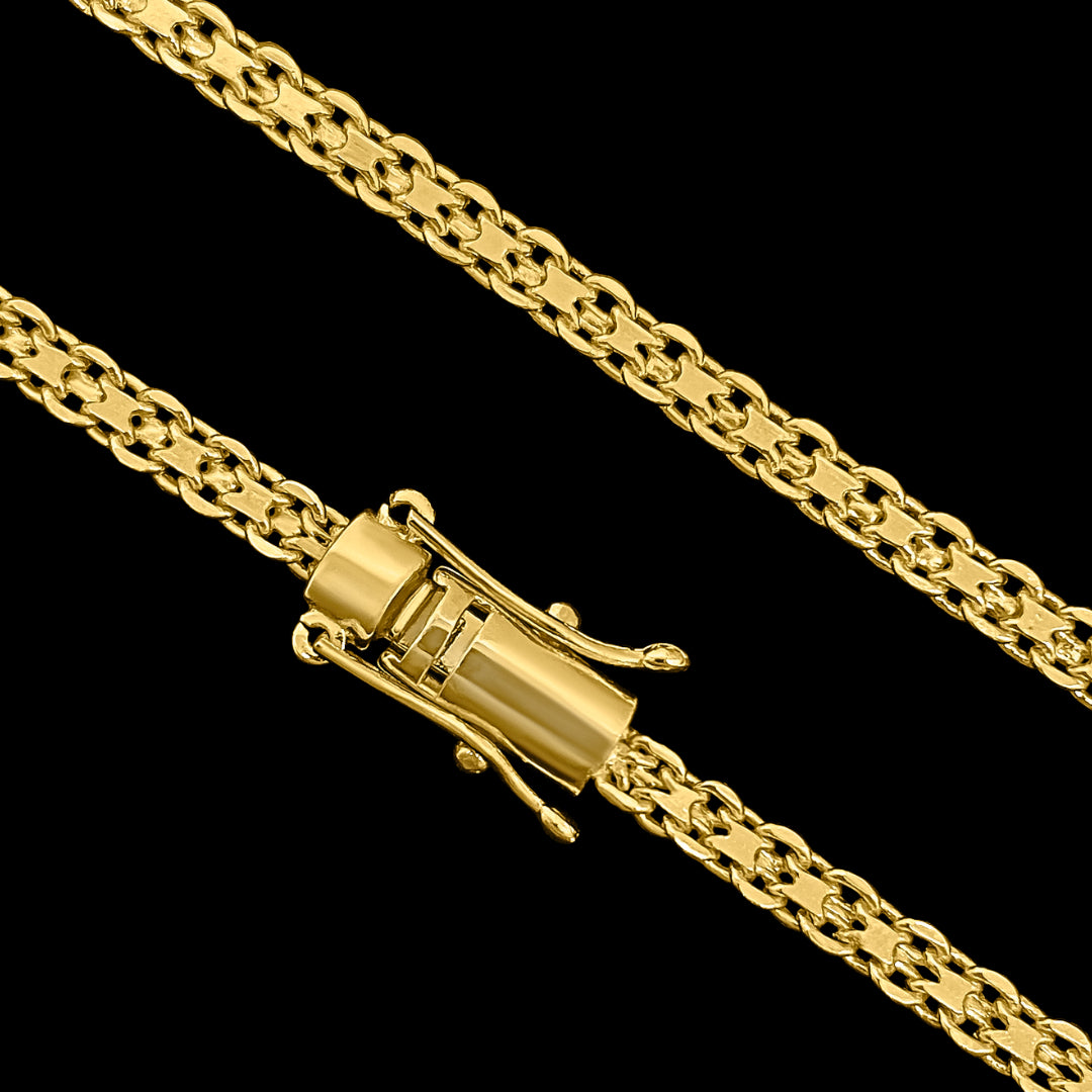 corrente de ouro masculina - cadeado duplo 4mm 60cm - ouro 18k