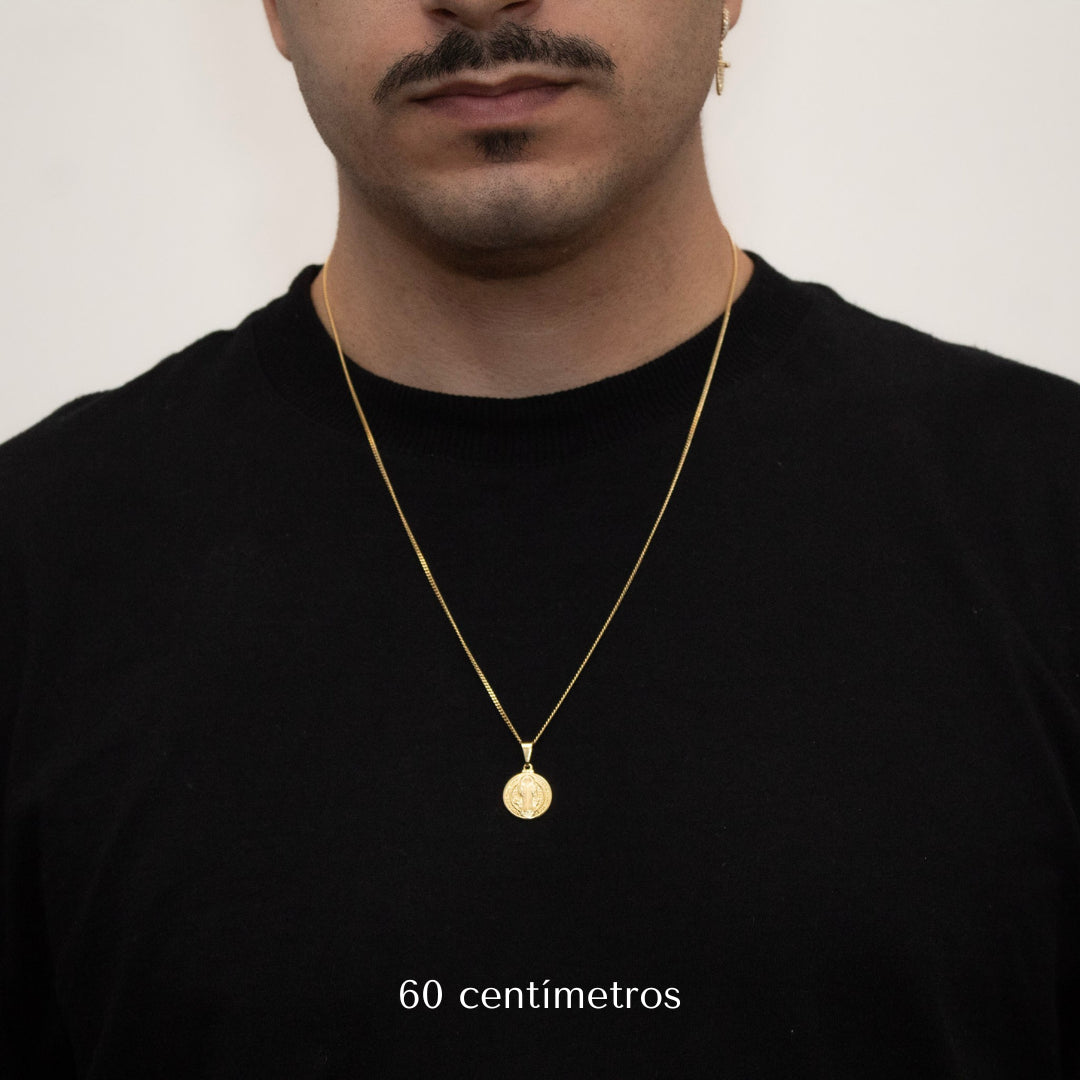 Corrente Grumet 1,5mm com Pingente São Bento Banhado a Ouro 18k