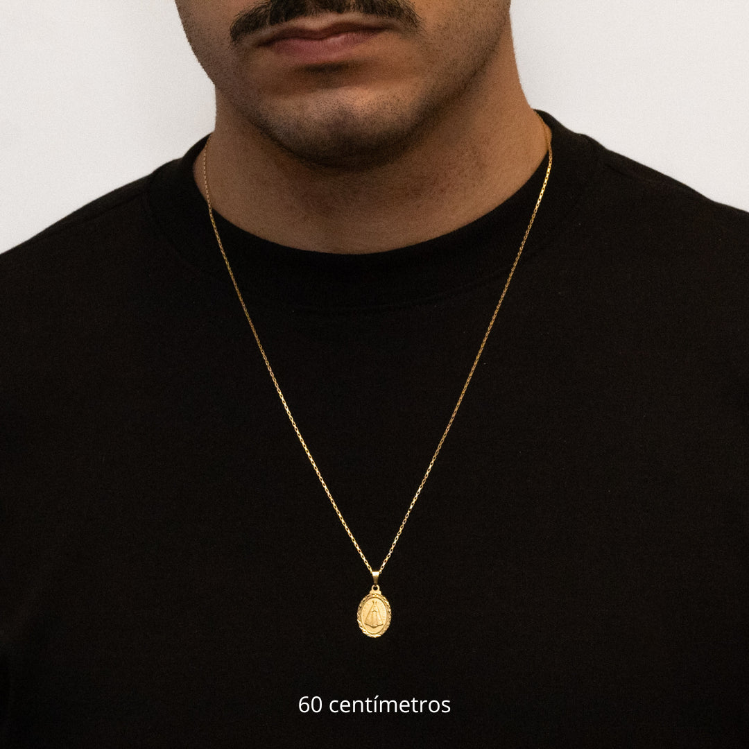 Corrente Tijolinho 1mm com Pingente Nossa Senhora Aparecida Banhado a Ouro 18k