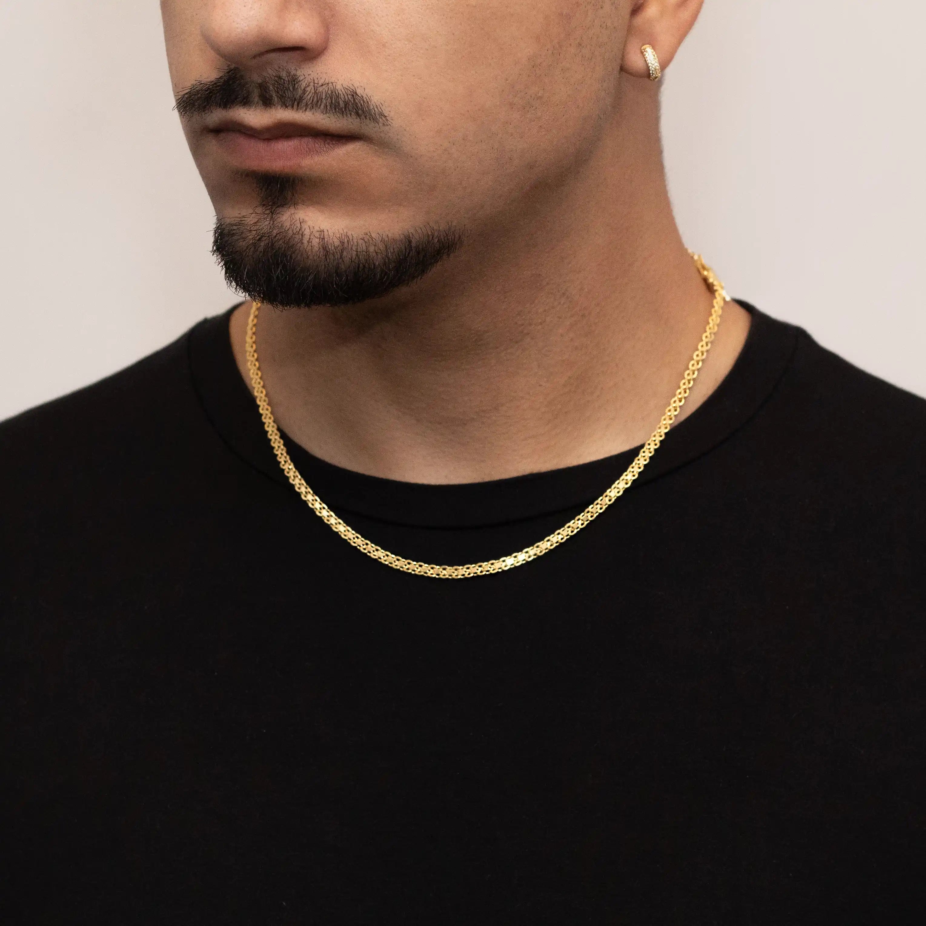 corrente de ouro masculina - cadeado duplo 50cm - ouro 18k