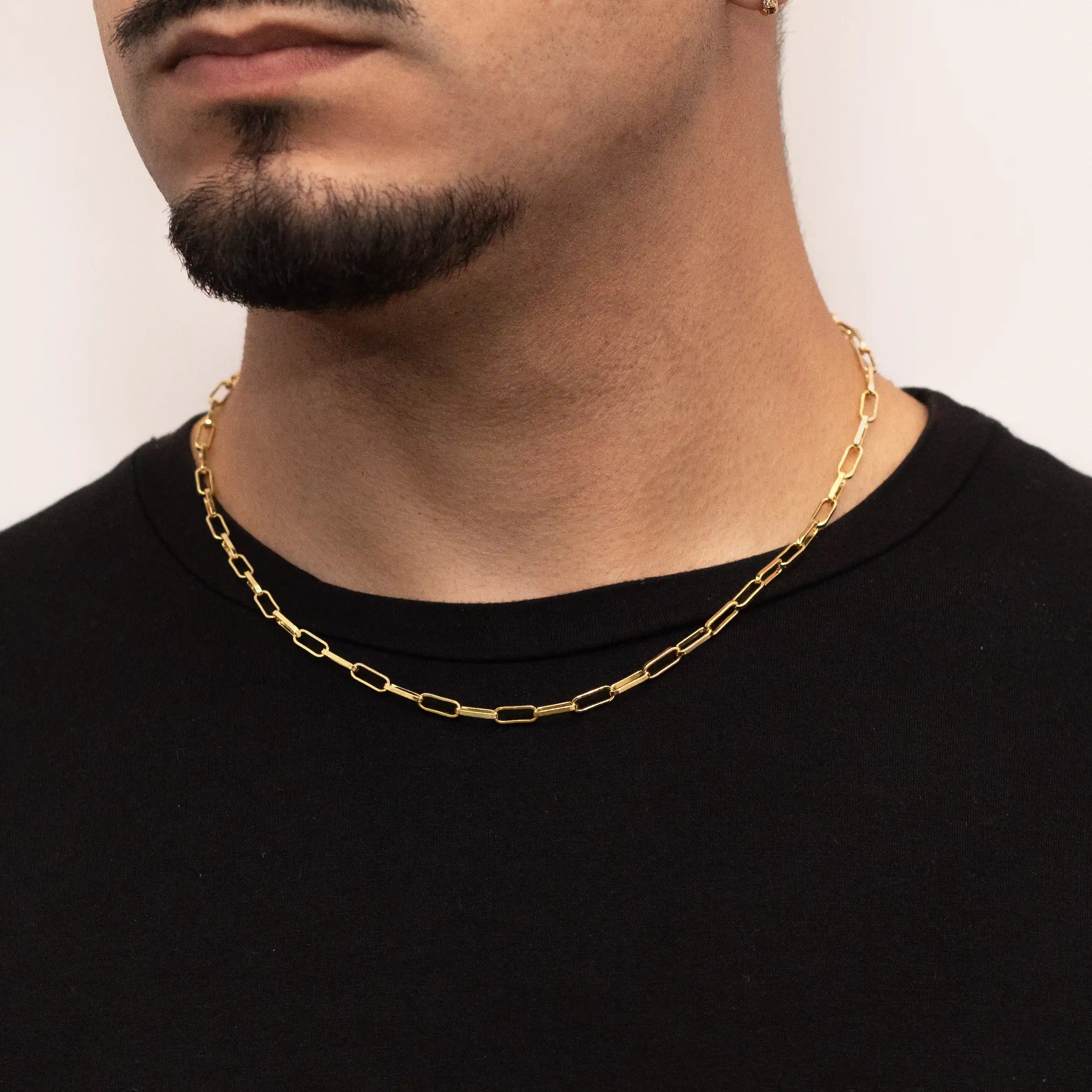 corrente banhada a ouro masculina - cartier 4mm - 18k