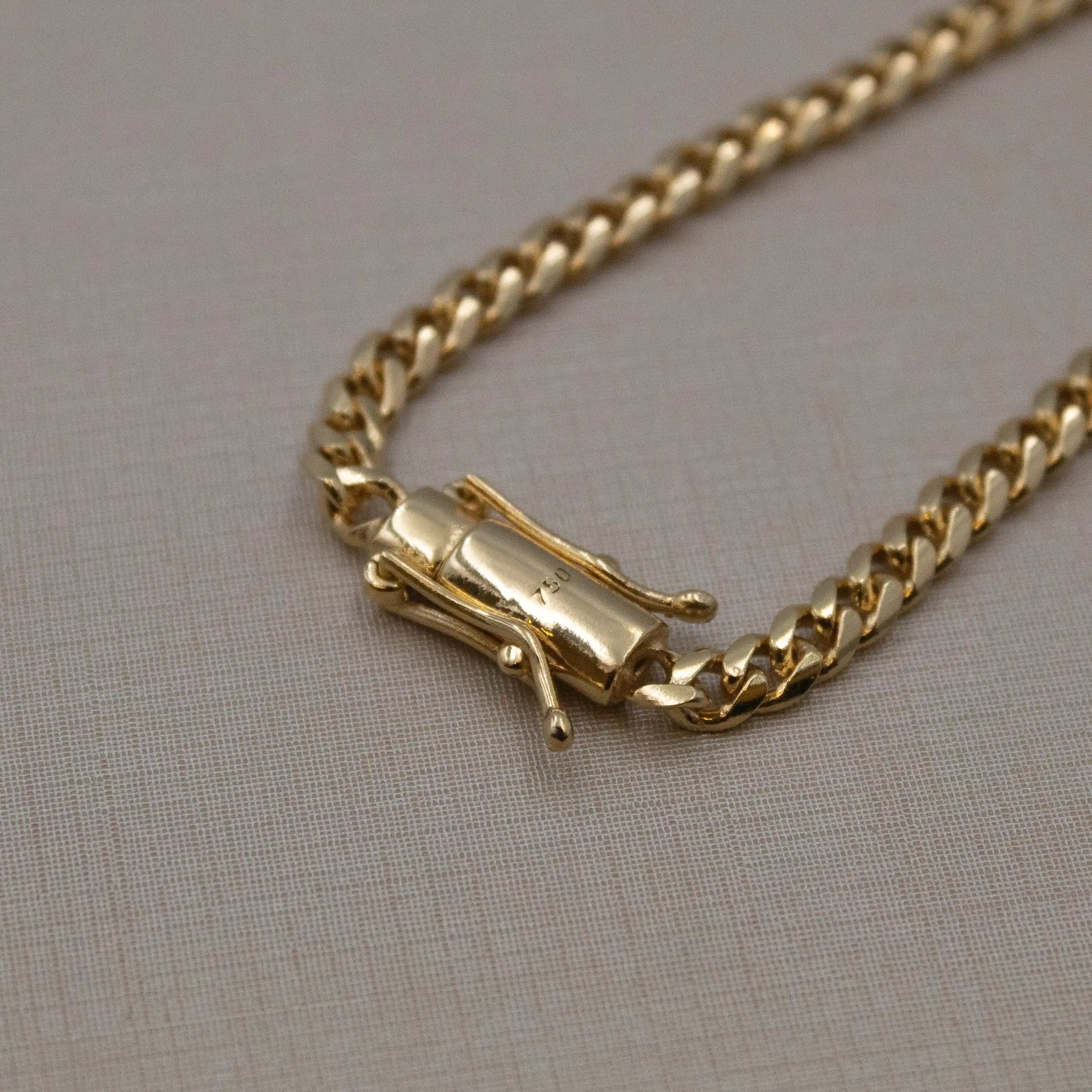 pulseira masculina banhada a ouro - cuban 4mm - ouro 18k