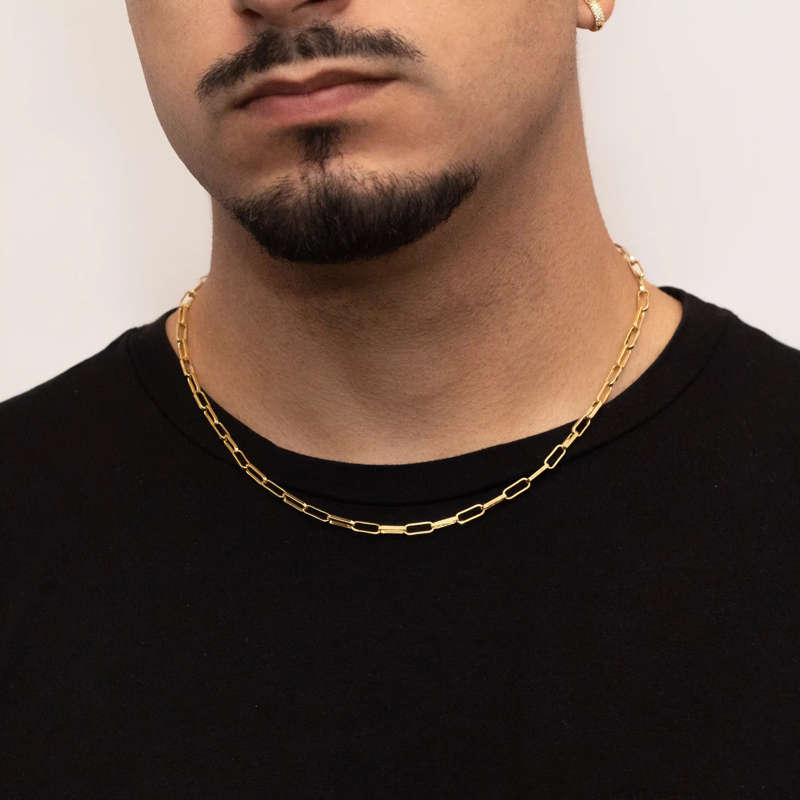 corrente banhada a ouro masculina - cartier 4mm - 18k