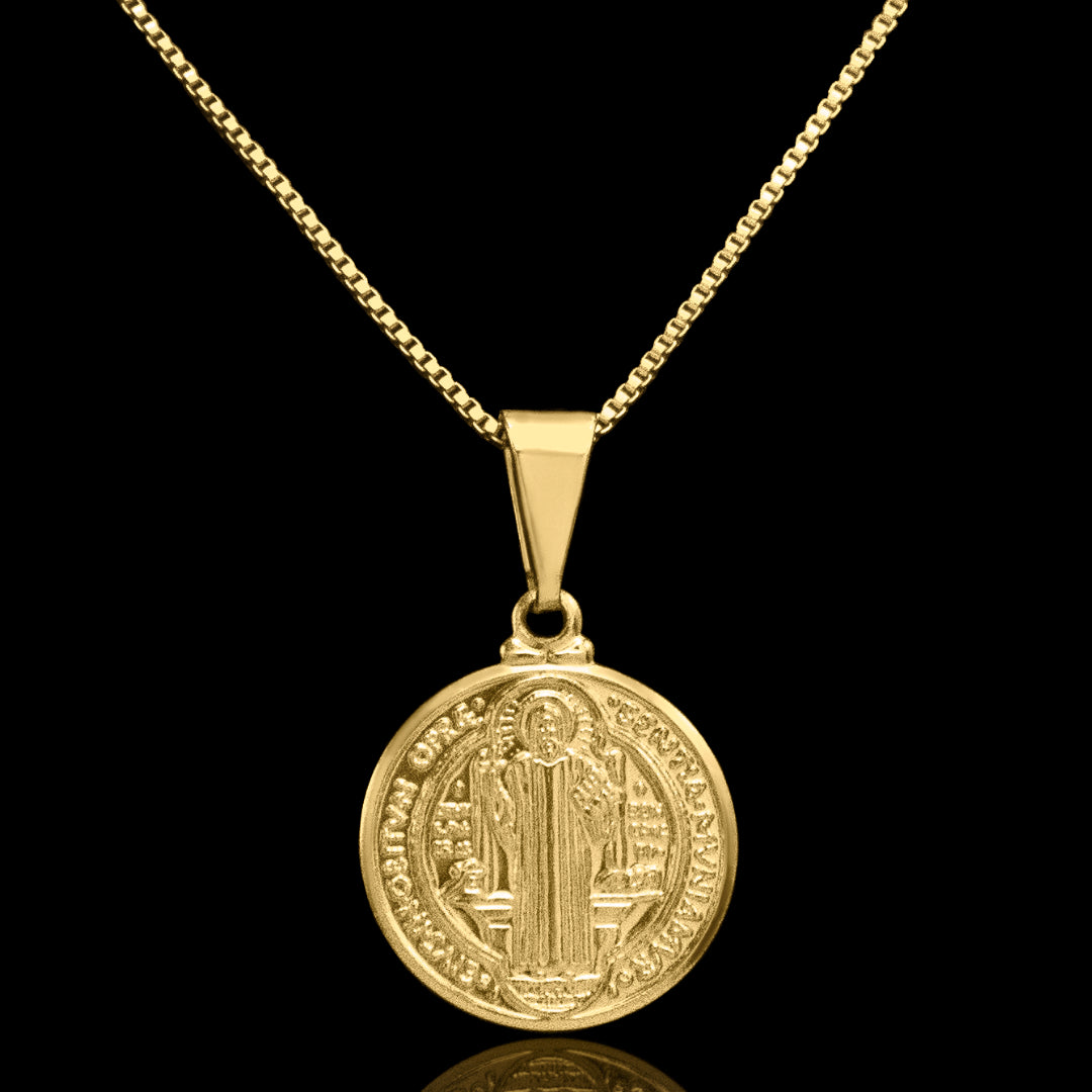 corrente com pingente - pingente são bento - banhado a ouro 18k