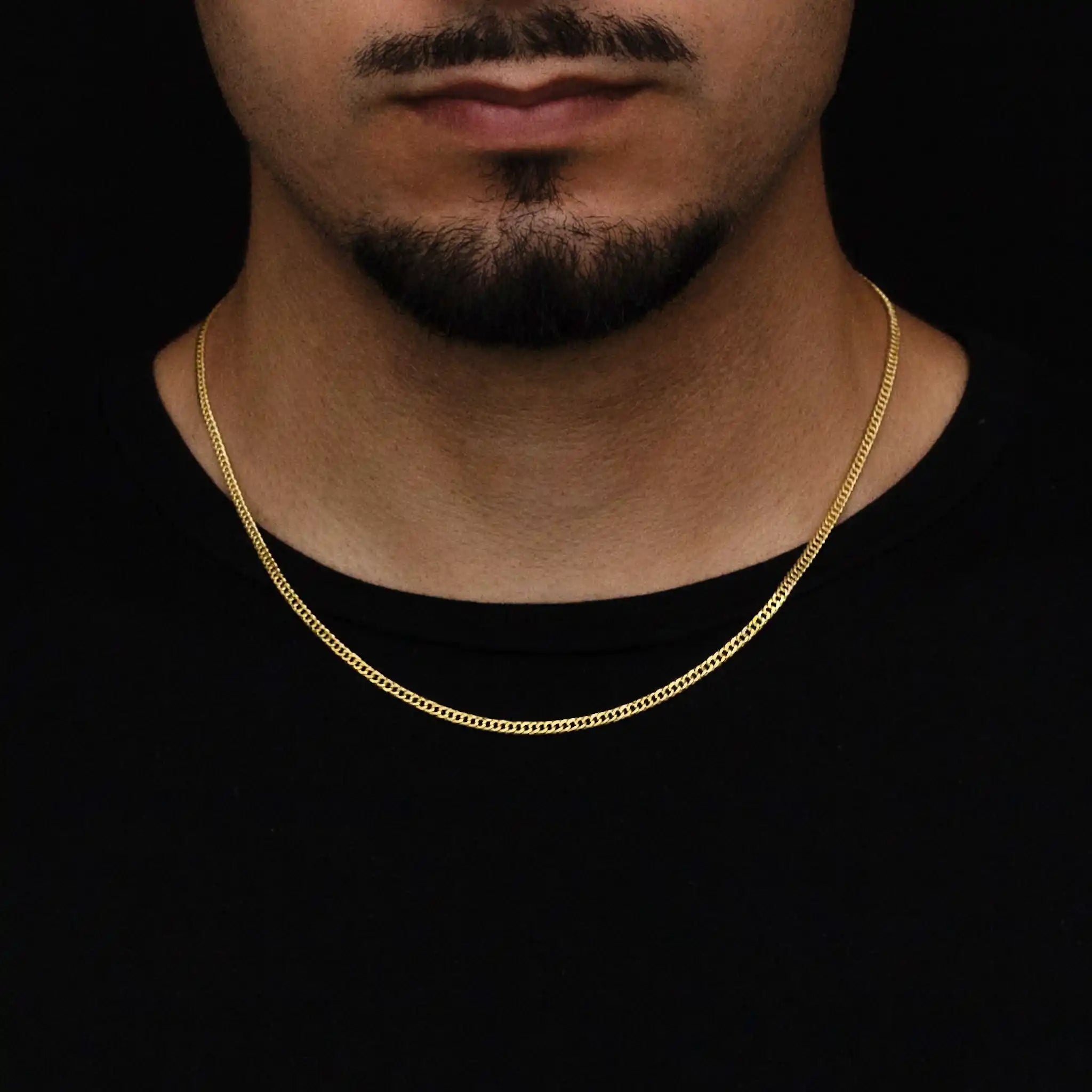 corrente banhada a ouro masculina - grumet duplo 3mm - 18k