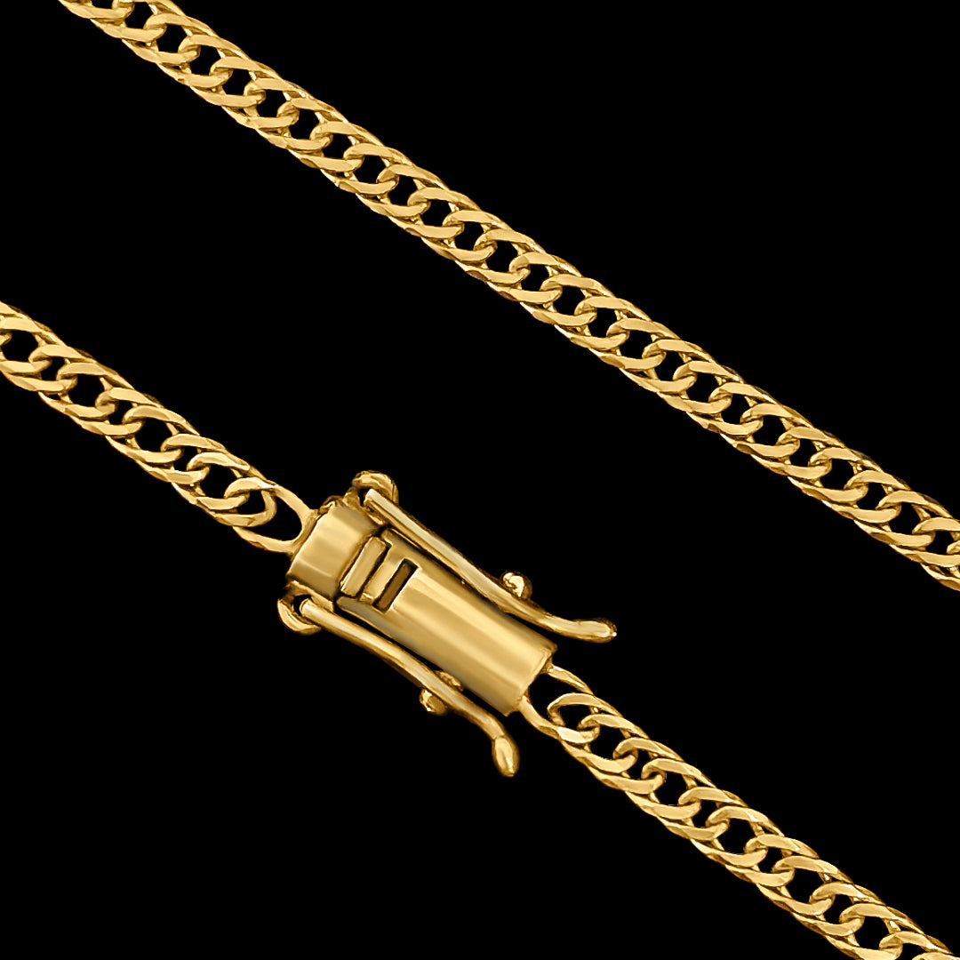 corrente banhada a ouro masculina - grumet duplo 3mm - 18k
