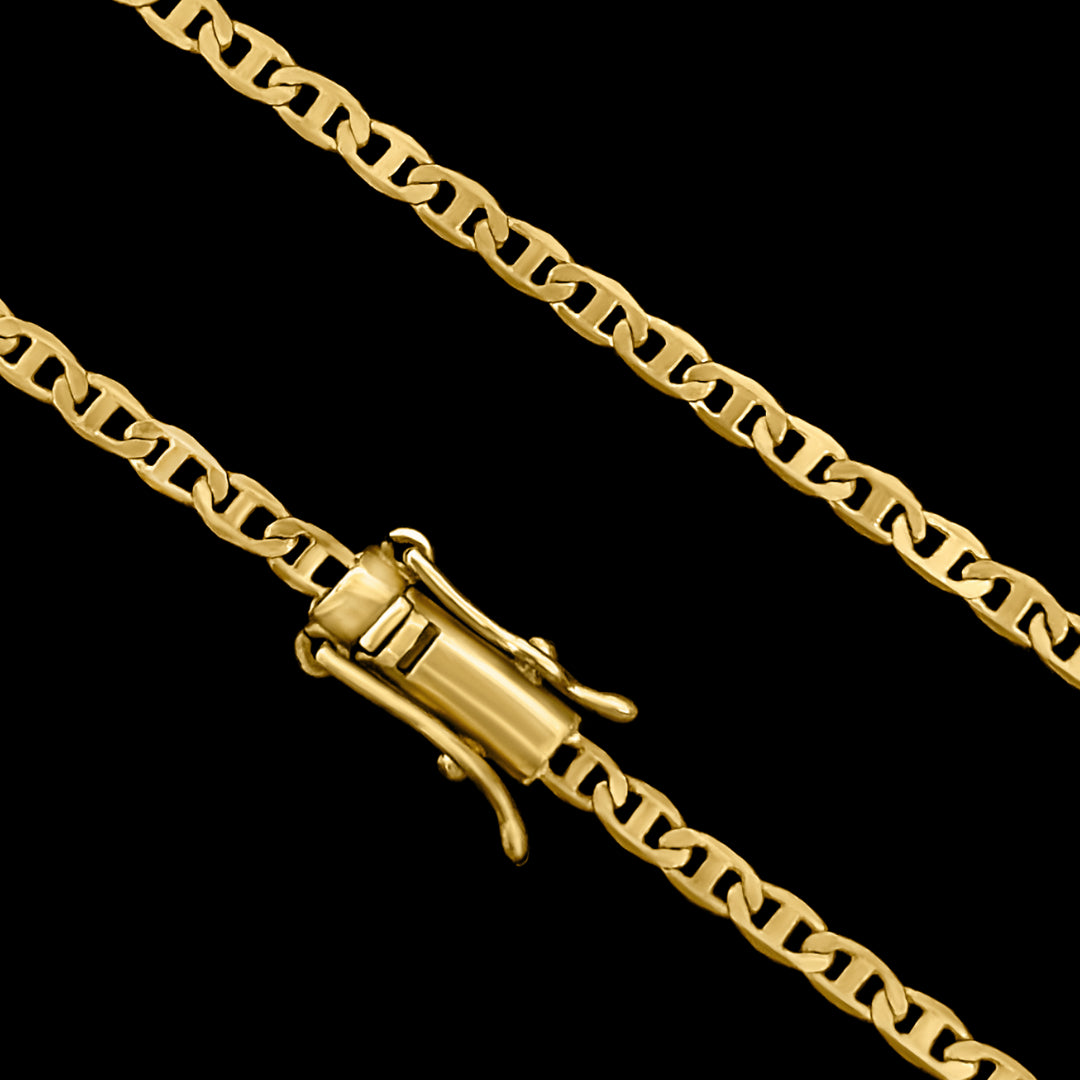 corrente banhada a ouro masculina - mariner guci 3mm - 18k