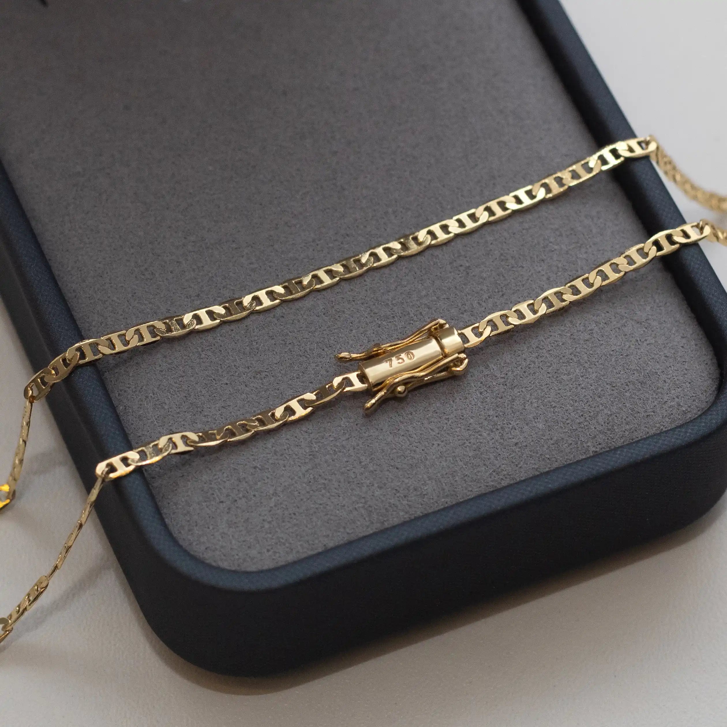 corrente banhada a ouro masculina - mariner guci 3mm - 18k