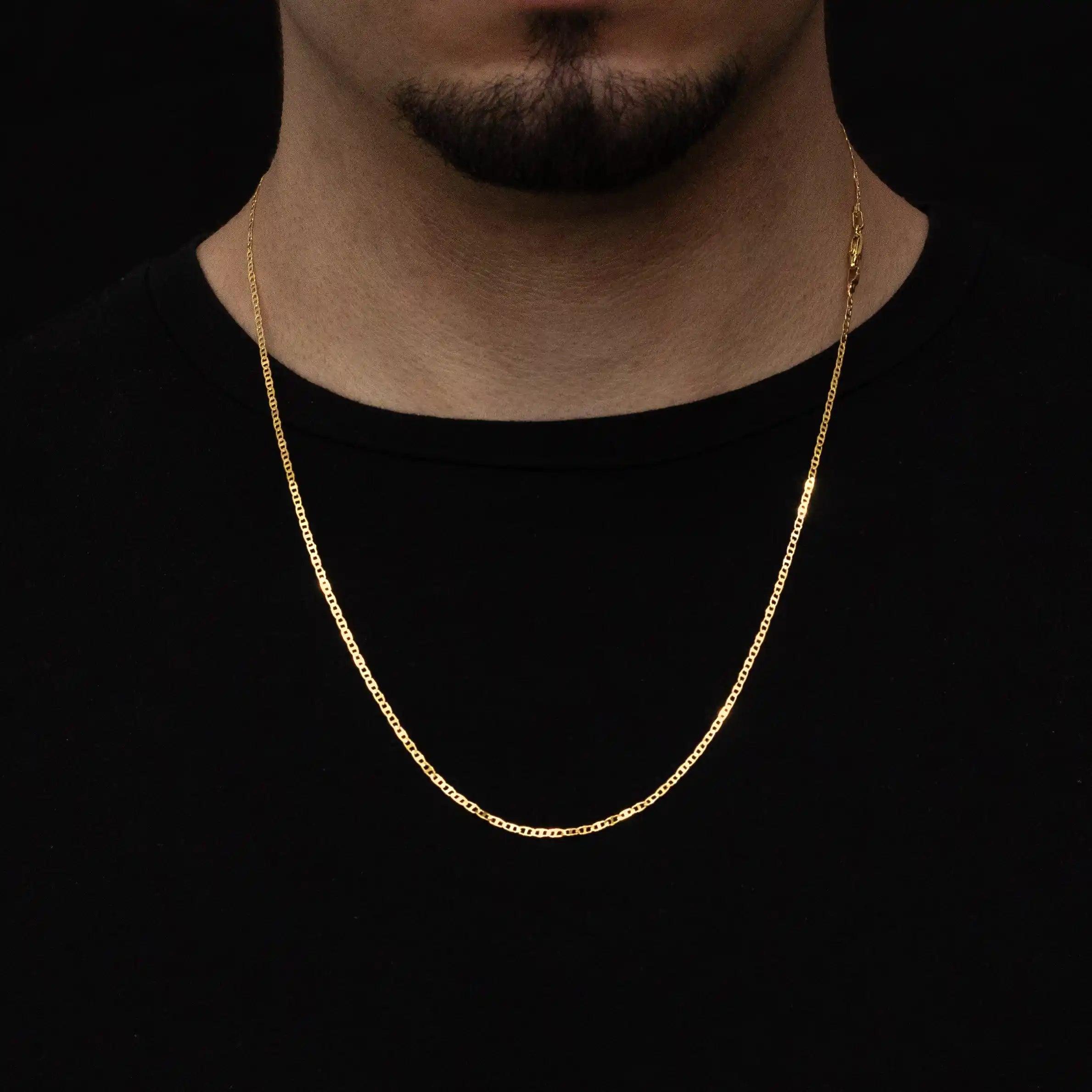 corrente banhada a ouro masculina - mariner 2mm 18k