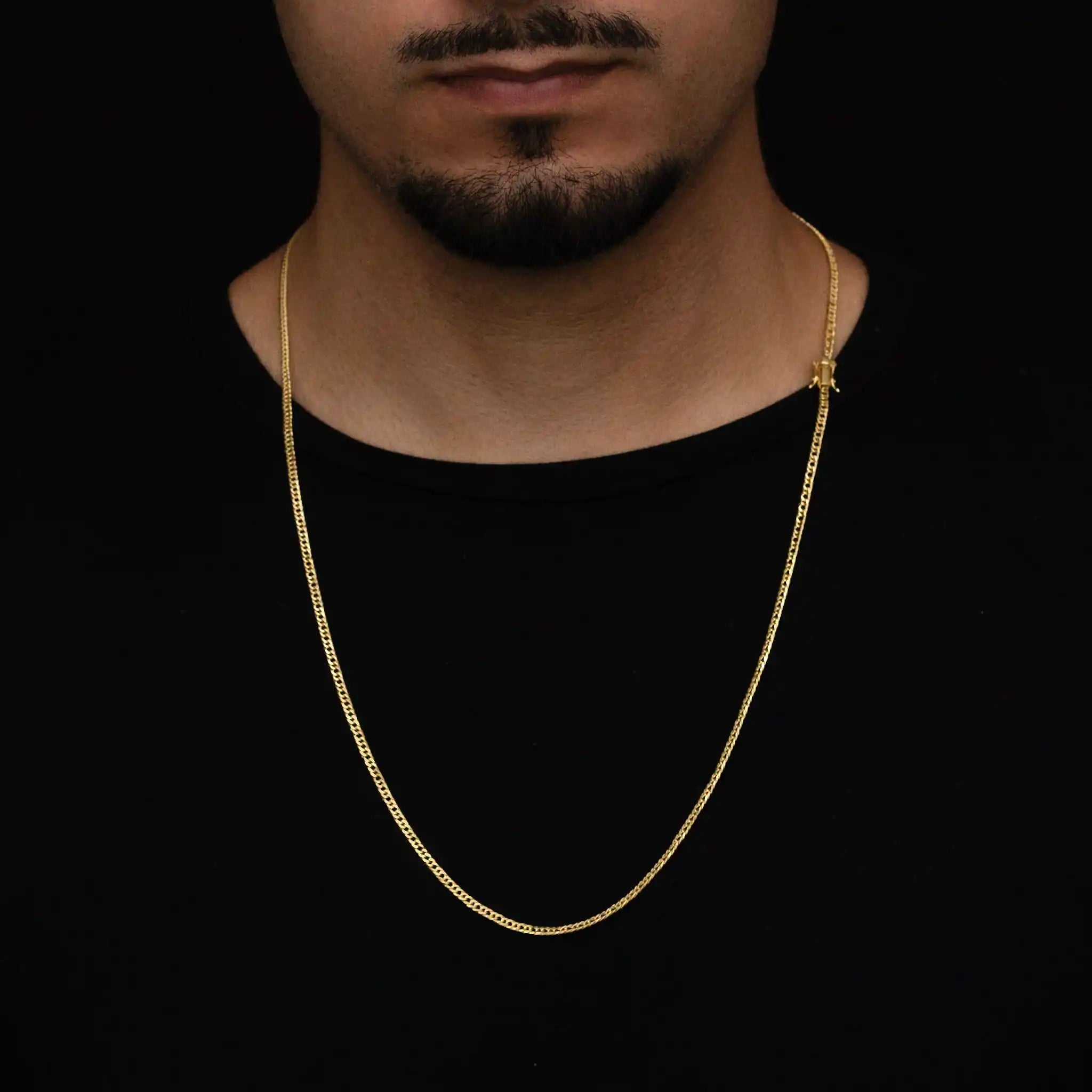 corrente banhada a ouro masculina - grumet duplo 3mm - 18k