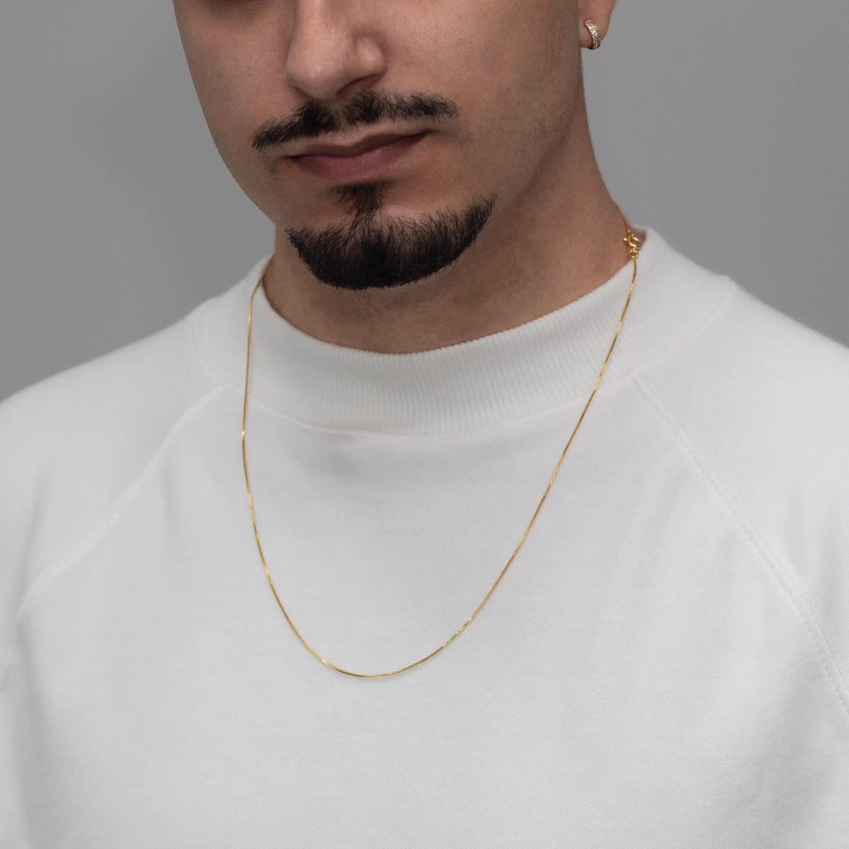 corrente banhada a ouro masculina - veneziana 1mm - 18k