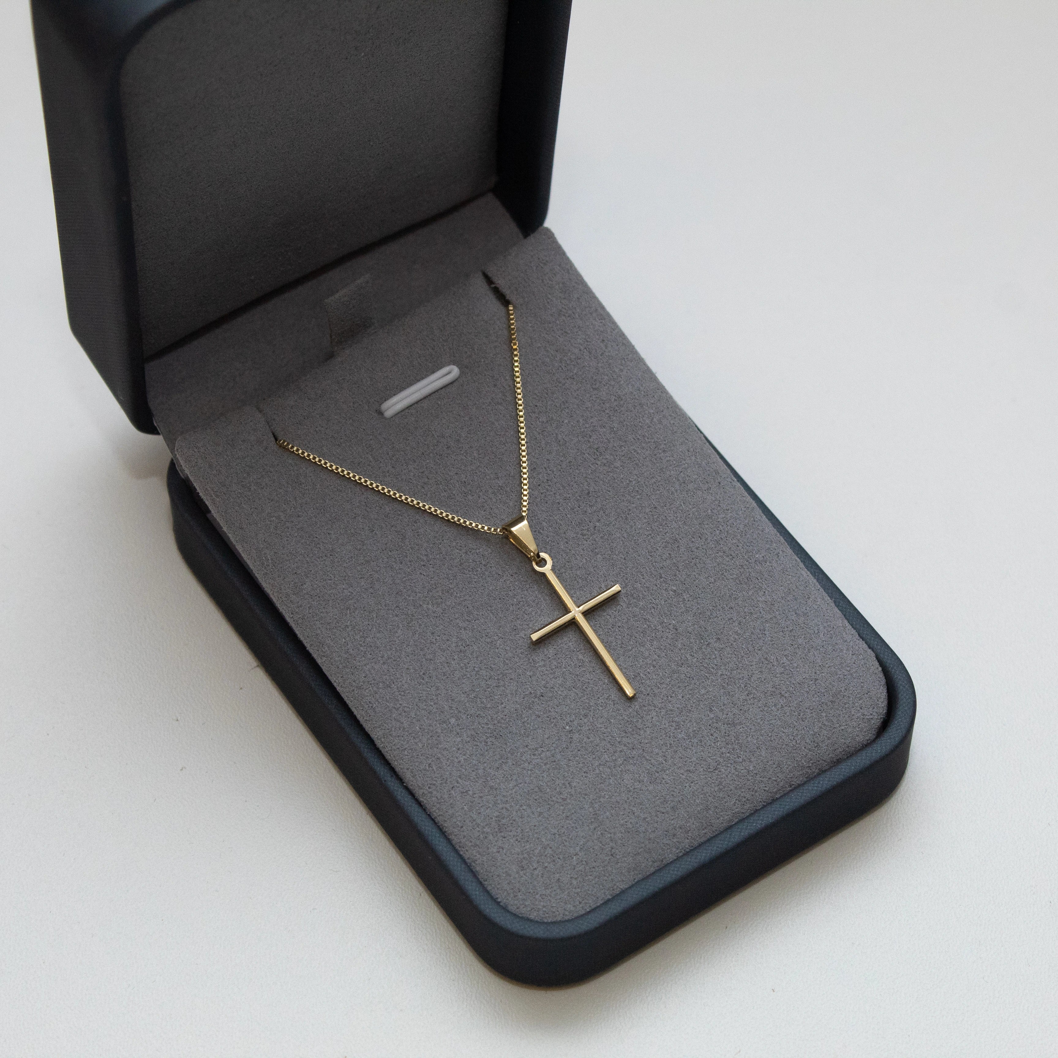 Conjunto Minimalista - Veneziana 1mm com pingente Cruz Lisa Banhado a Ouro 18k