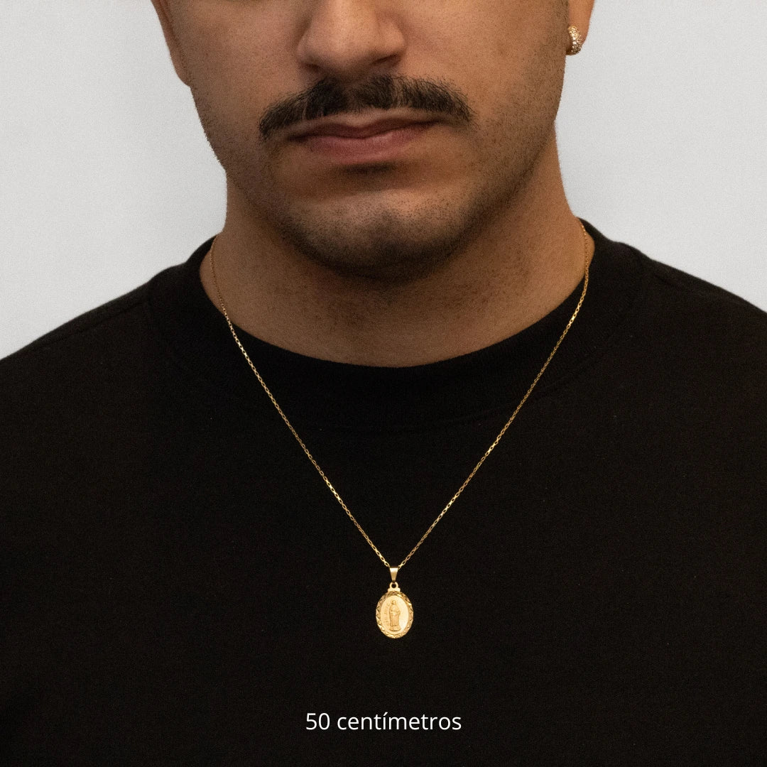 Corrente Tijolinho 1mm com Pingente São José Banhado a Ouro 18k