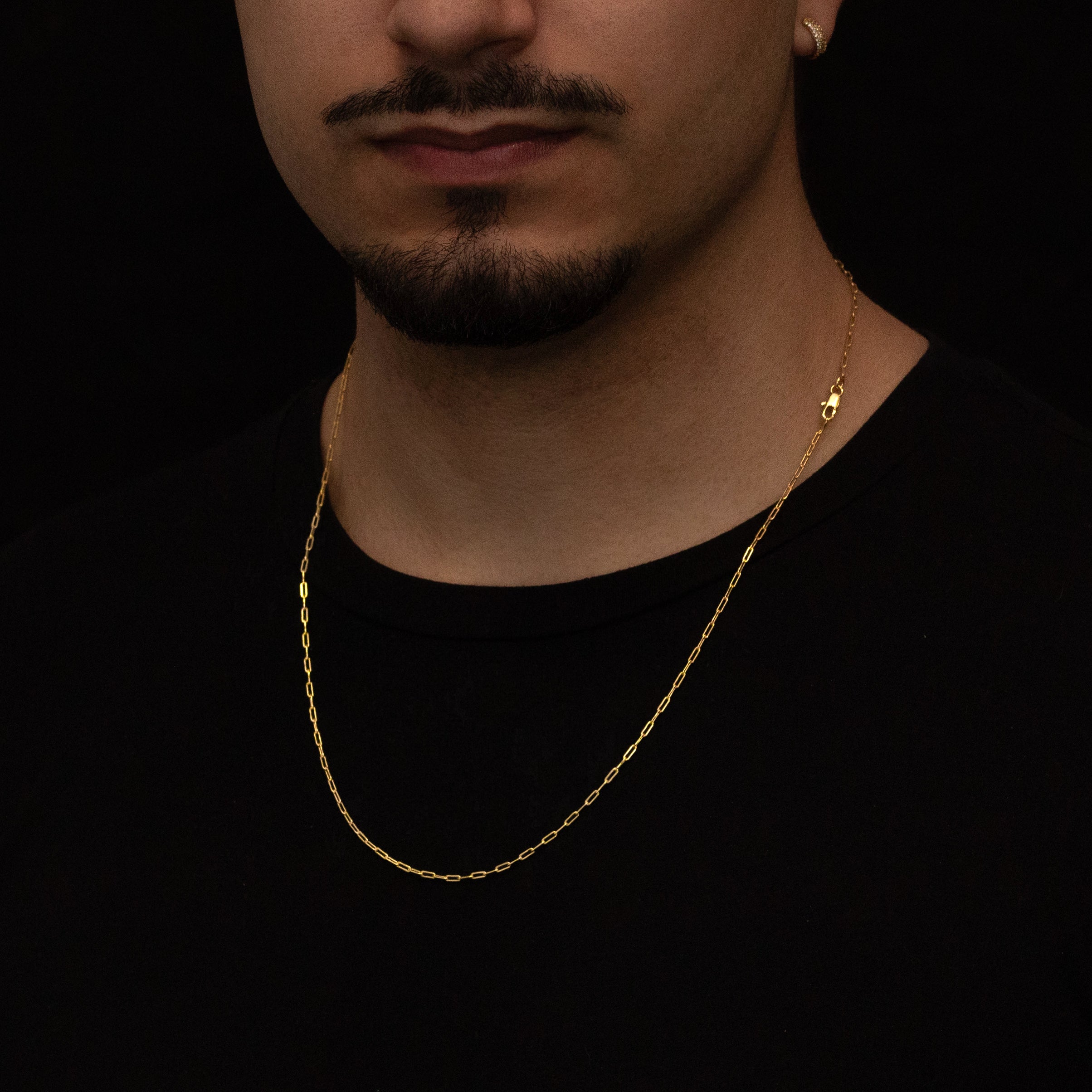 corrente banhada a ouro masculina - cartier long 2mm 60cm - ouro 18k