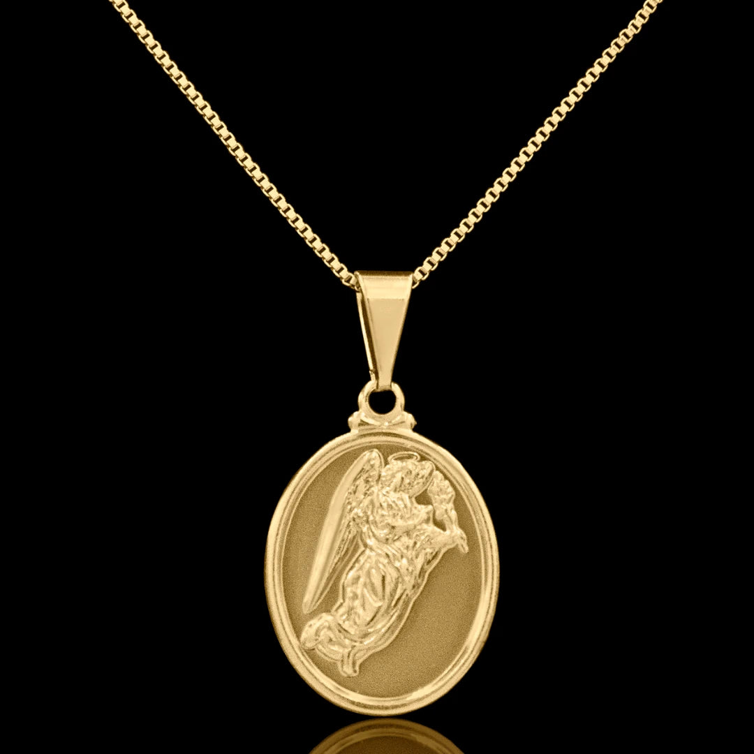 Corrente Veneziana 1mm Pingente São Miguel Banhado a Ouro 18k
