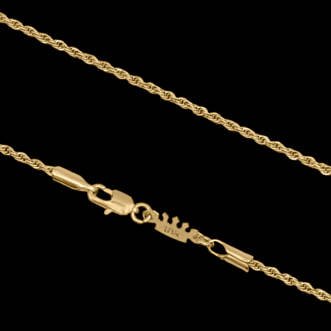 Corrente Rope Elo Baiano 1,5mm Banhado a ouro 18k