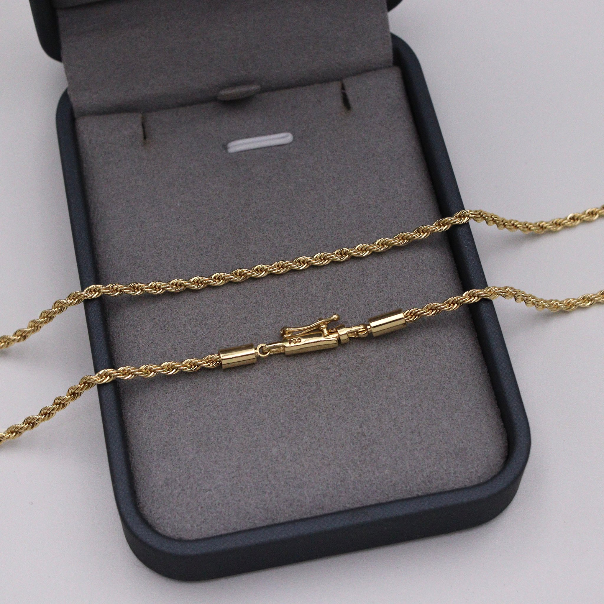 Corrente Rope Elo Baiano 2.3 mm Banhado a Ouro 18k