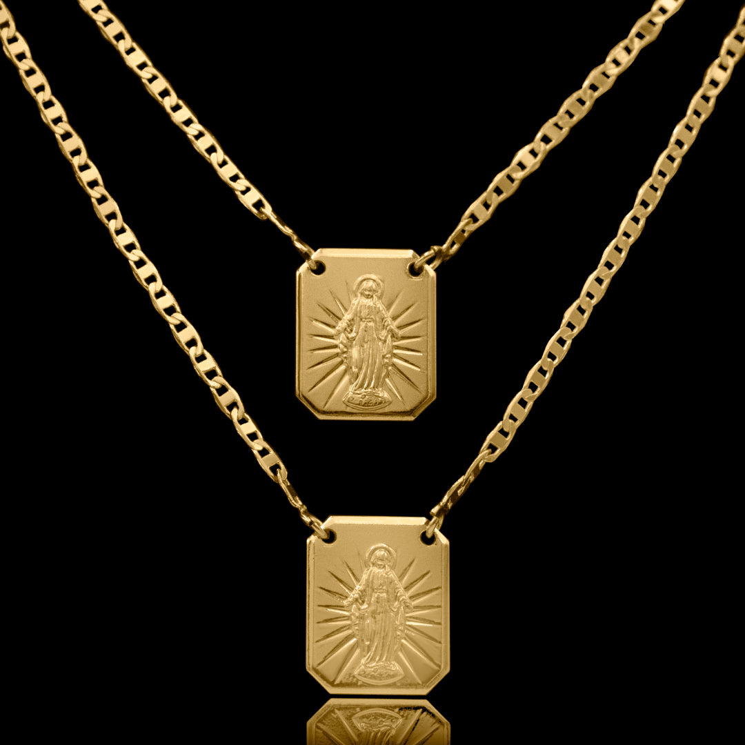 Escapulario masculino - Graças banhado a ouro 18k