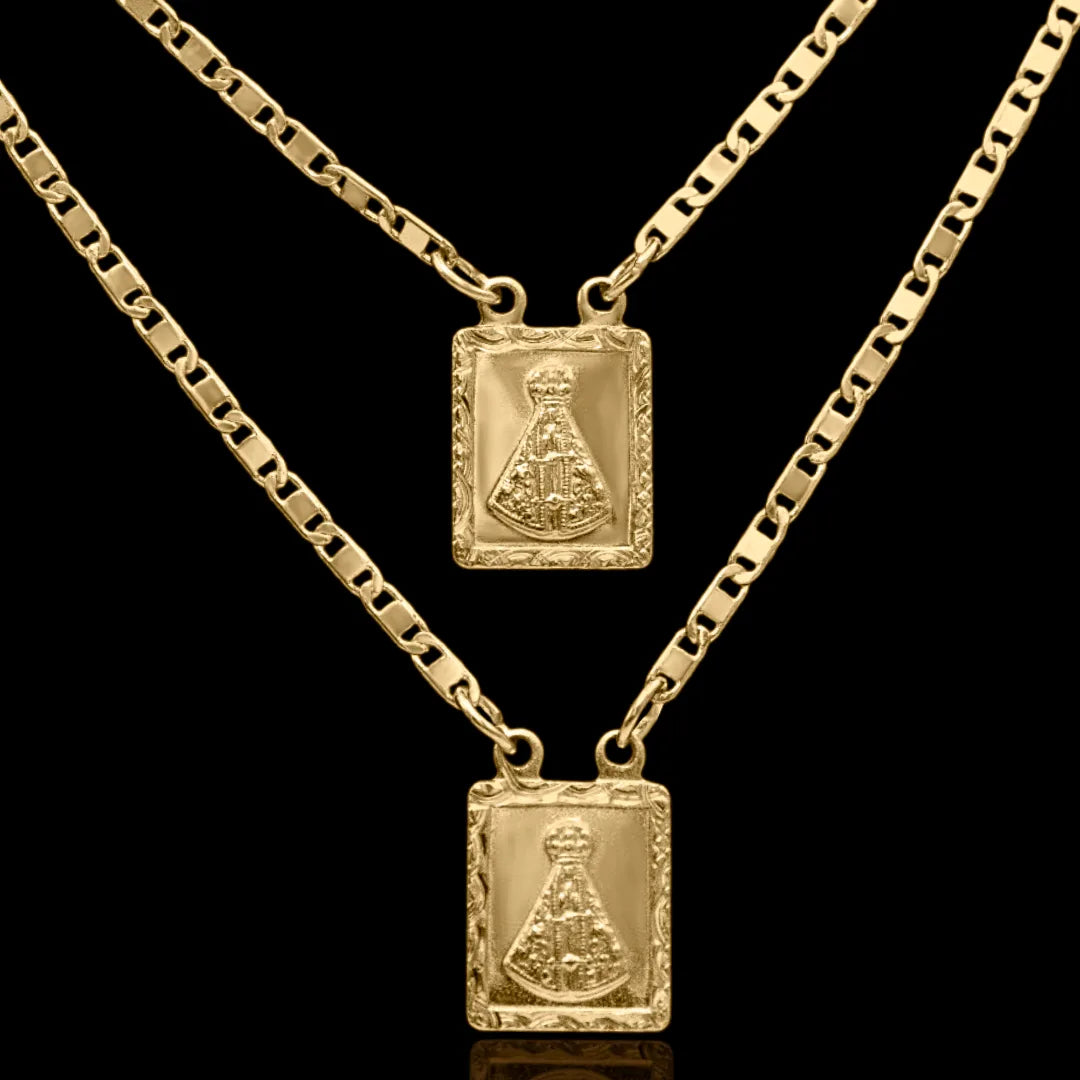 Escapulário Nossa Senhora Aparecida Banhado a Ouro 18k