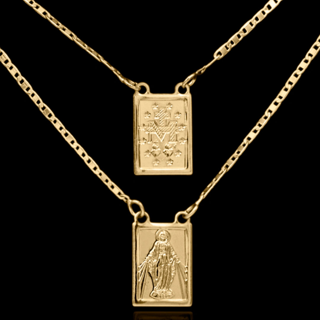 Escapulário Nossa Senhora das Graças Banhado a Ouro 18k