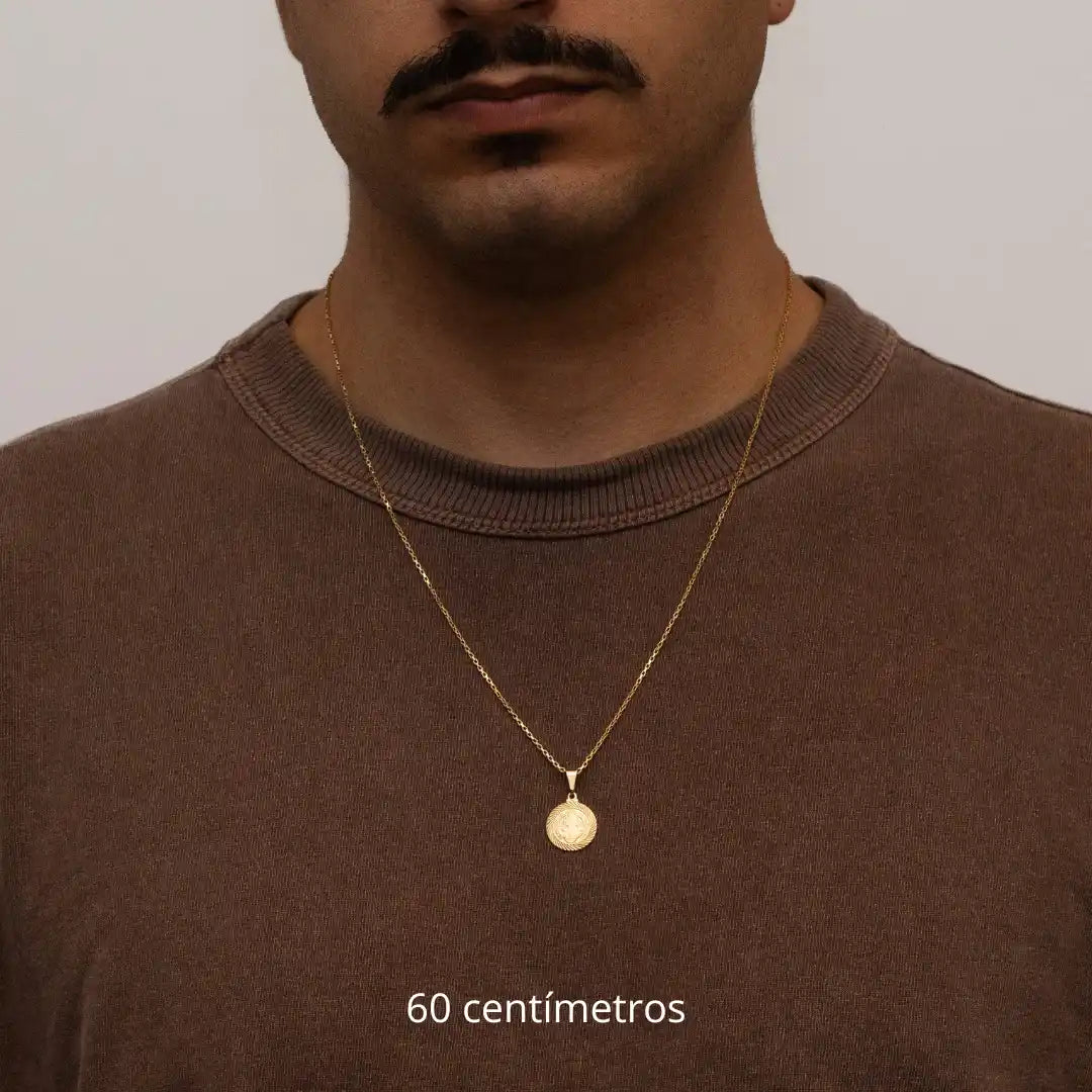 Corrente tijolinho 1mm com pingente São Bento II Banhado a Ouro 18k