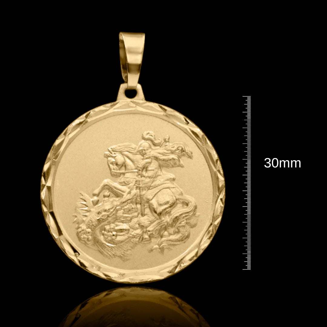 Corrente Cadeado 3.5mm com Pingente São Jorge 30mm Banhado a Ouro 18k