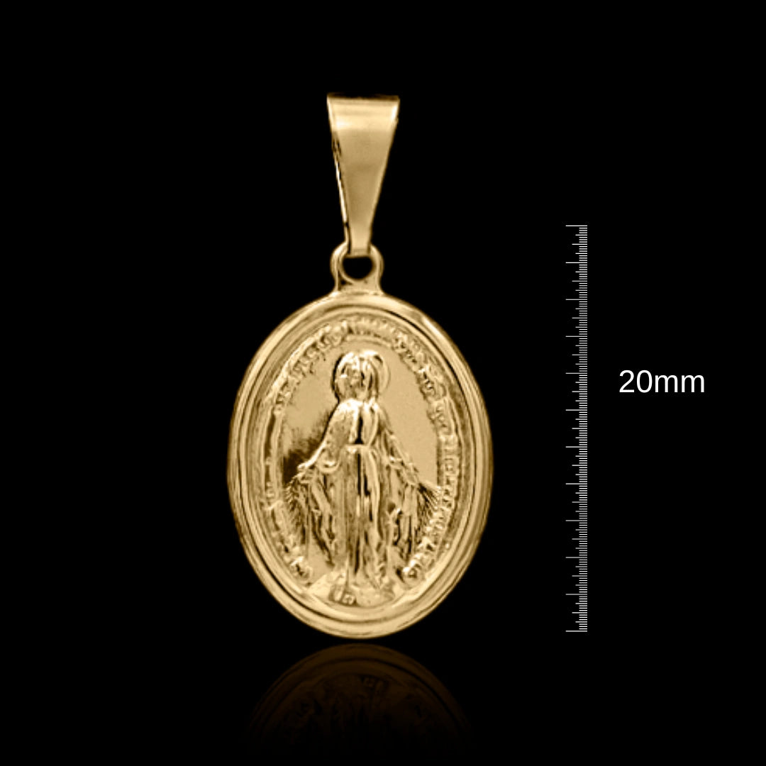 Corrente tijolinho 1mm com pingente Nossa Senhora das Graças Banhado a Ouro 18k