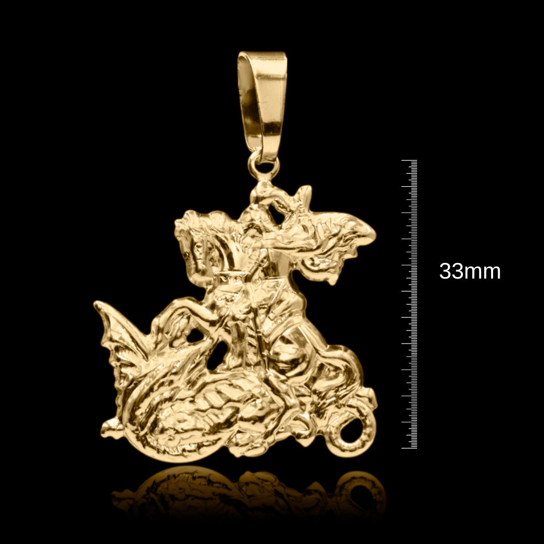 Pingente São Jorge G 33mmx31mm Banhado a Ouro 18k