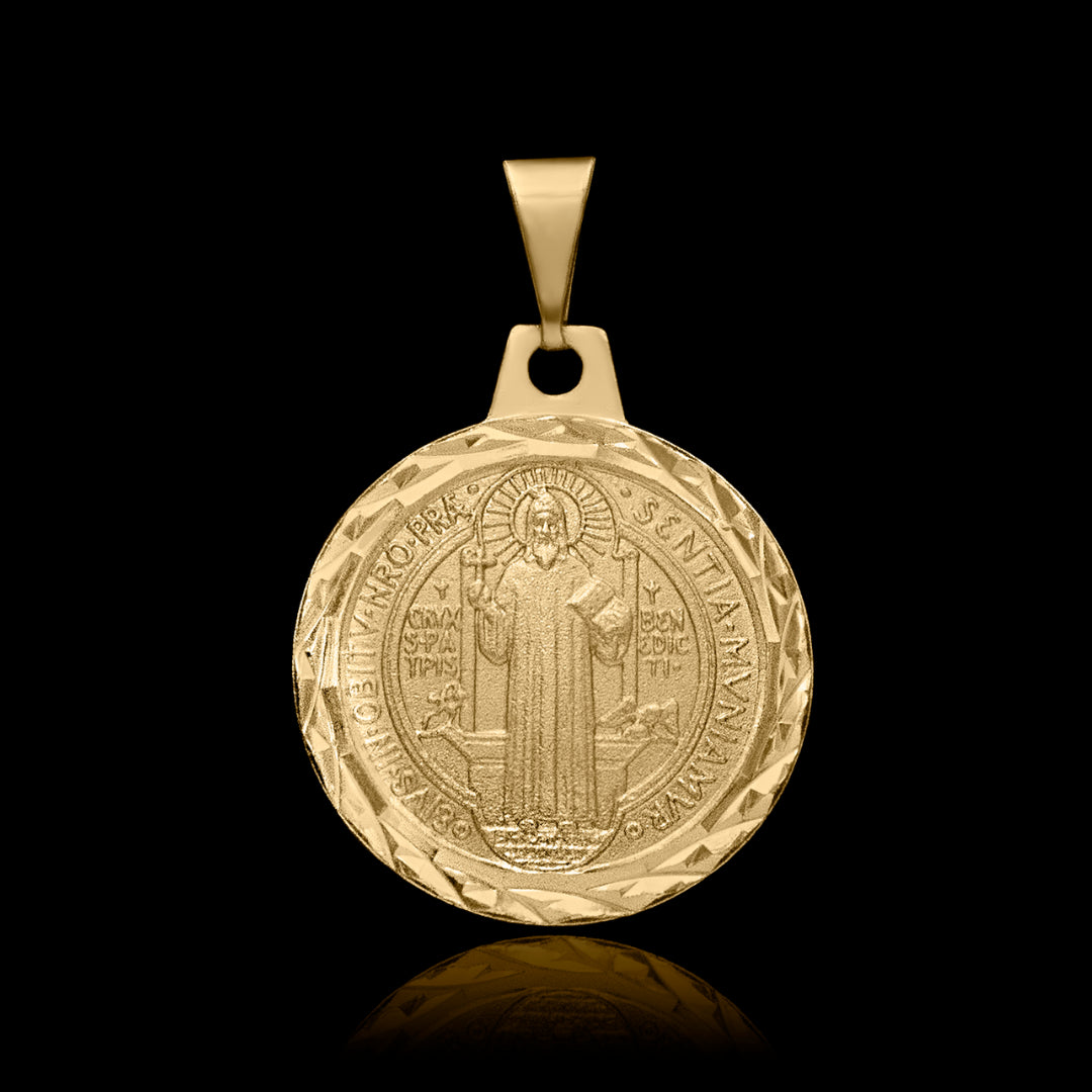 Pingente São Bento 18mm Banhado a Ouro 18k