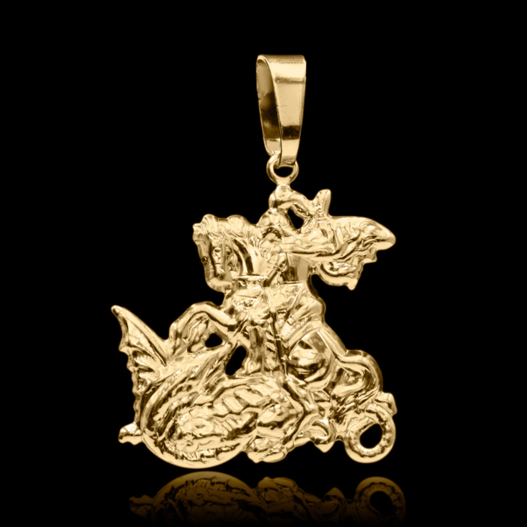 Pingente São Jorge G 33mmx31mm Banhado a Ouro 18k