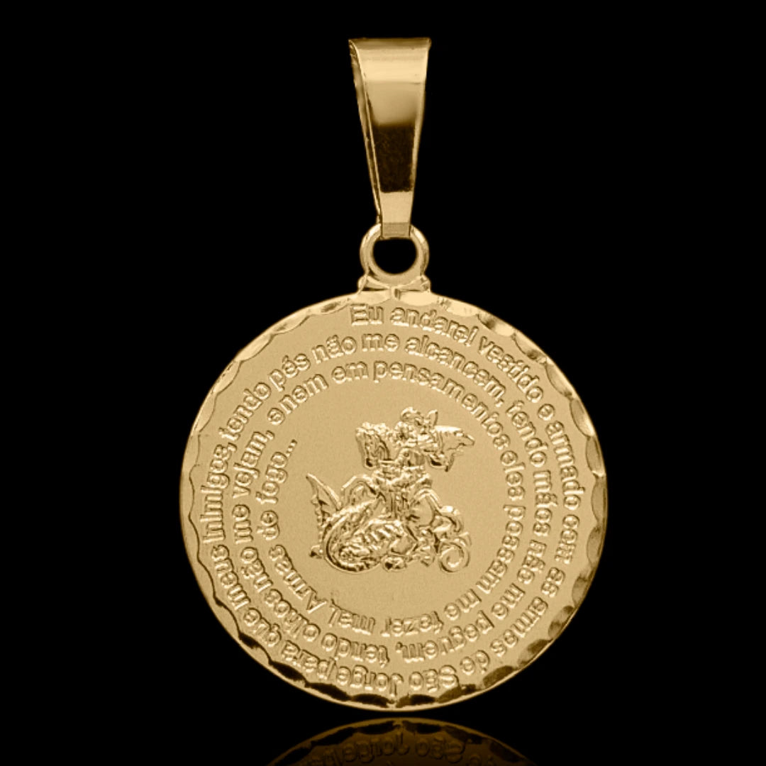Pingente São Jorge 25mm Banhado a Ouro 18k