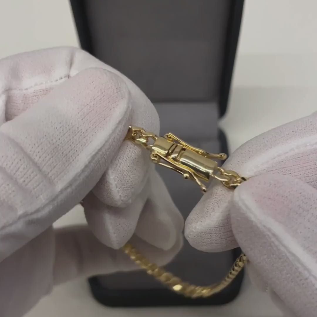 pulseira masculina banhada a ouro - cuban 4mm - ouro 18k