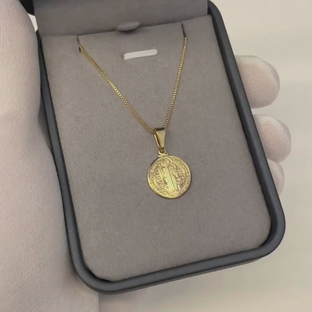 corrente banhada a ouro - pingente são bento ouro 18k
