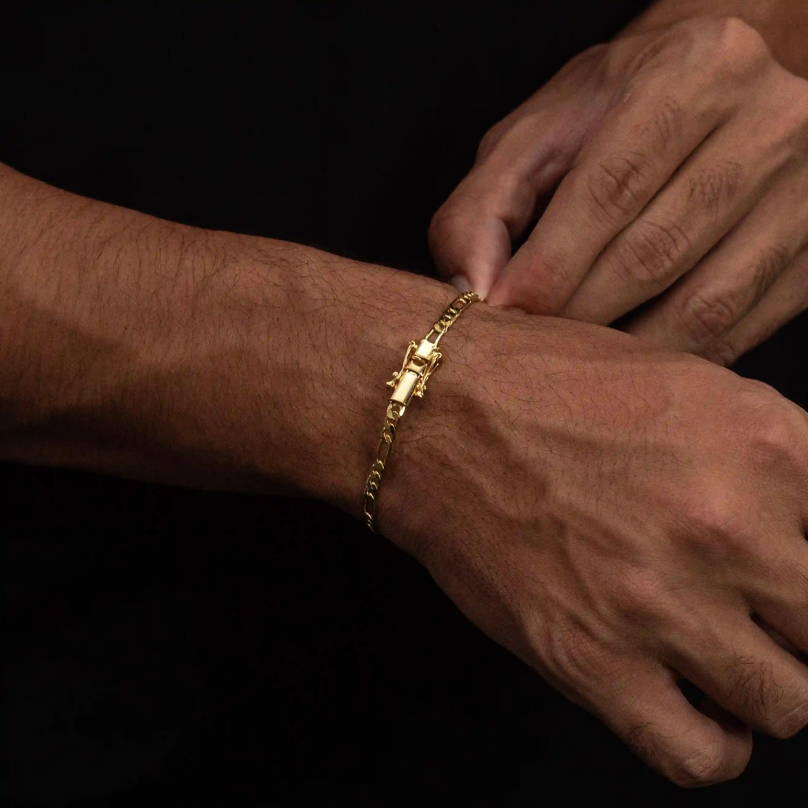 pulseira masculina banhado a ouro - 3x1 4mm - ouro 18k