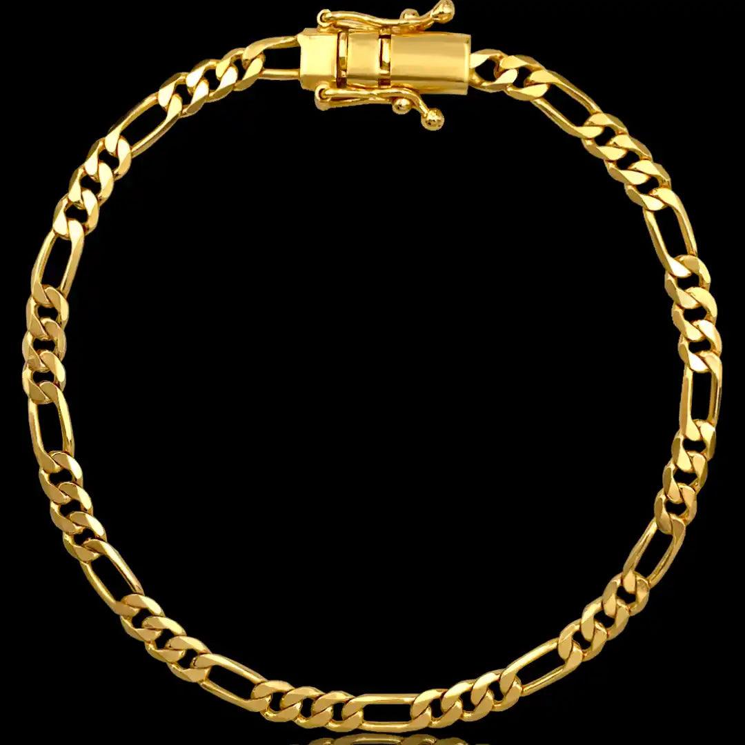 pulseira masculina banhado a ouro - 3x1 4mm - ouro 18k