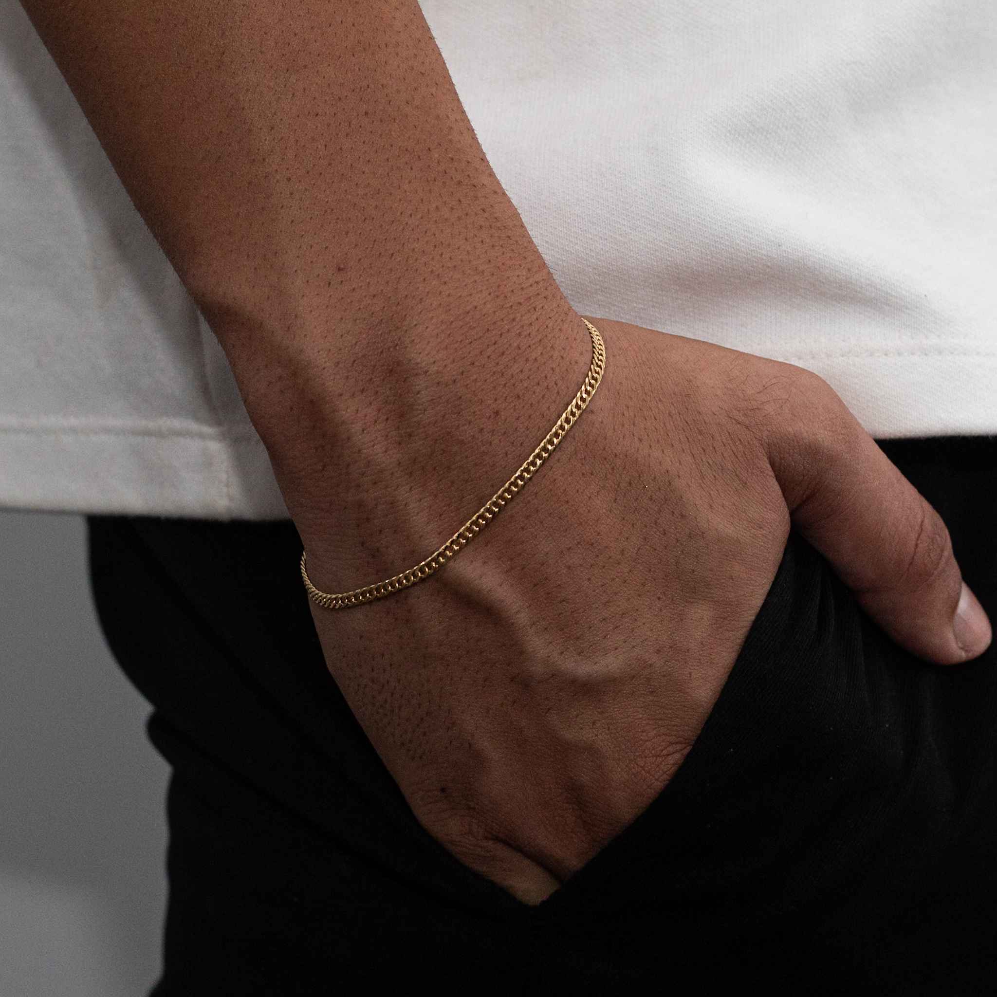 Pulseira Grumet Dupla 3mm Banhado a Ouro 18k