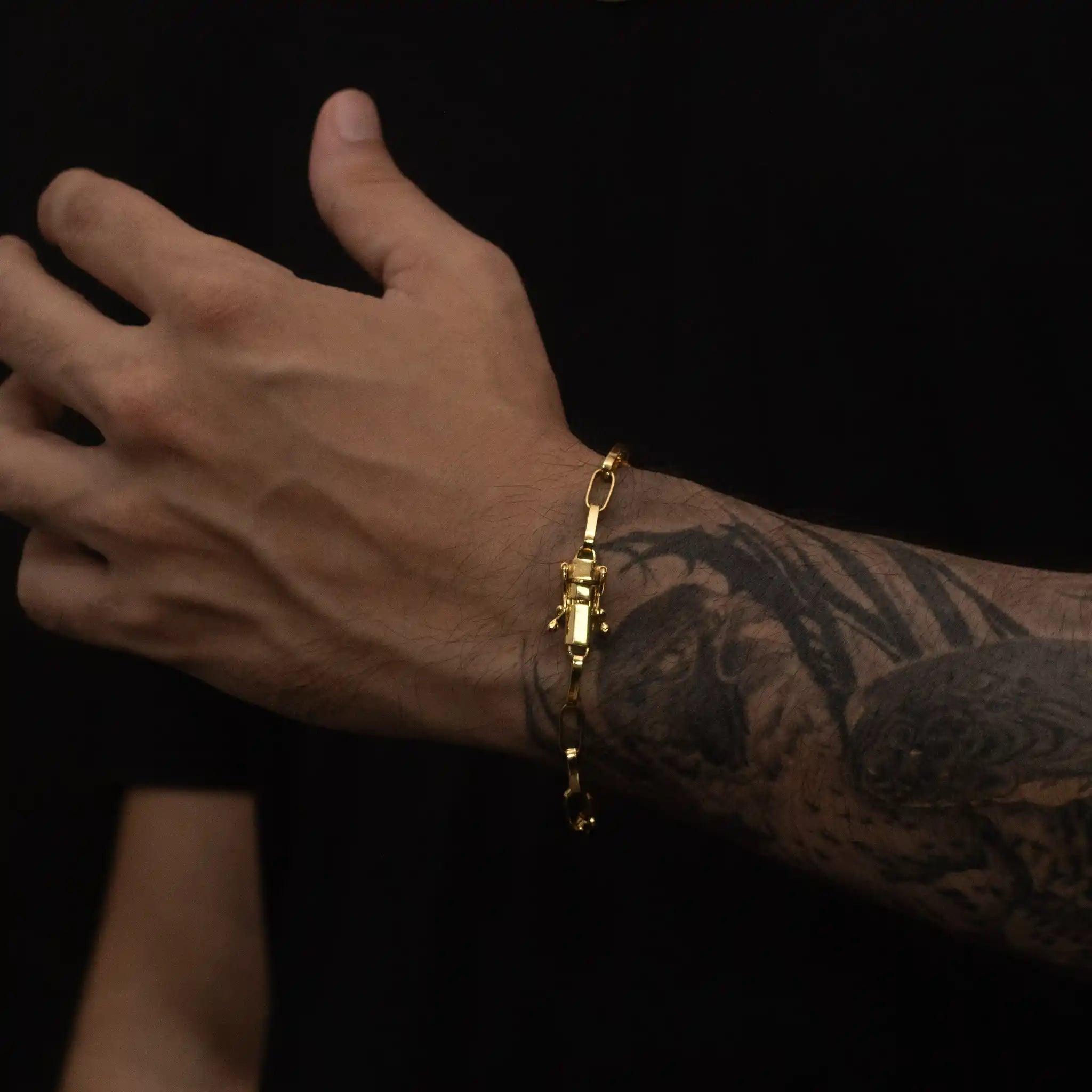 pulseira masculina banhada a ouro - cartier 4mm - ouro 18k