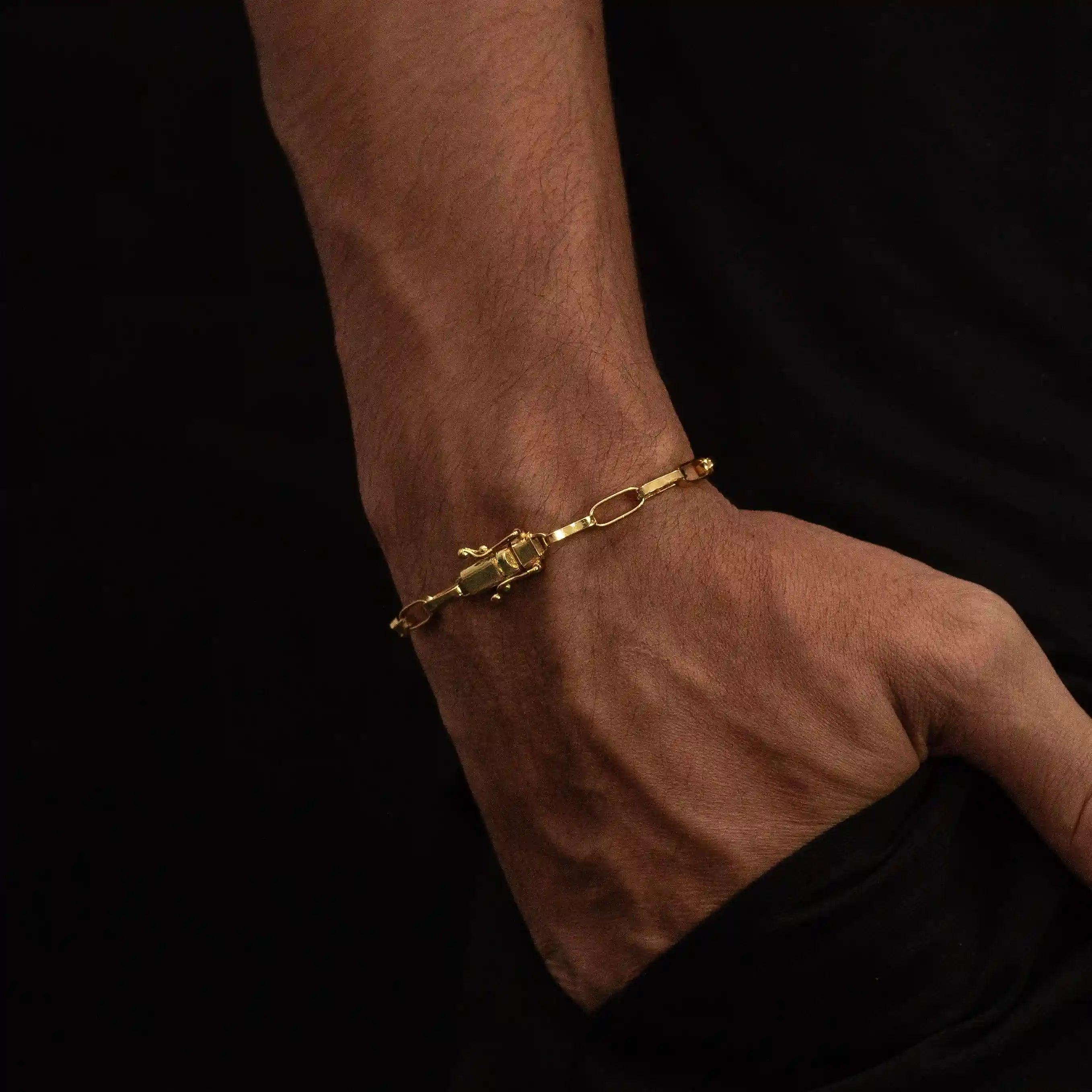 pulseira masculina banhada a ouro - cartier 4mm - ouro 18k