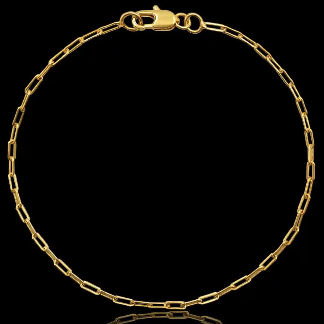 pulseira masculina banhada a ouro - cartier long 2mm - ouro 18k