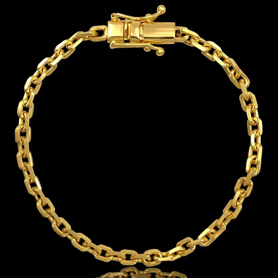 pulseira masculina banhada a ouro -cartier cadeado 3mm - ouro 18k