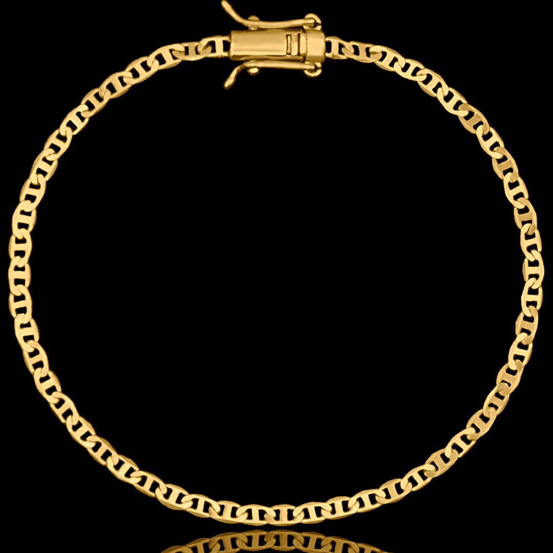 pulseira masculina banhada a ouro - mariner gucci 3mm - ouro 18k