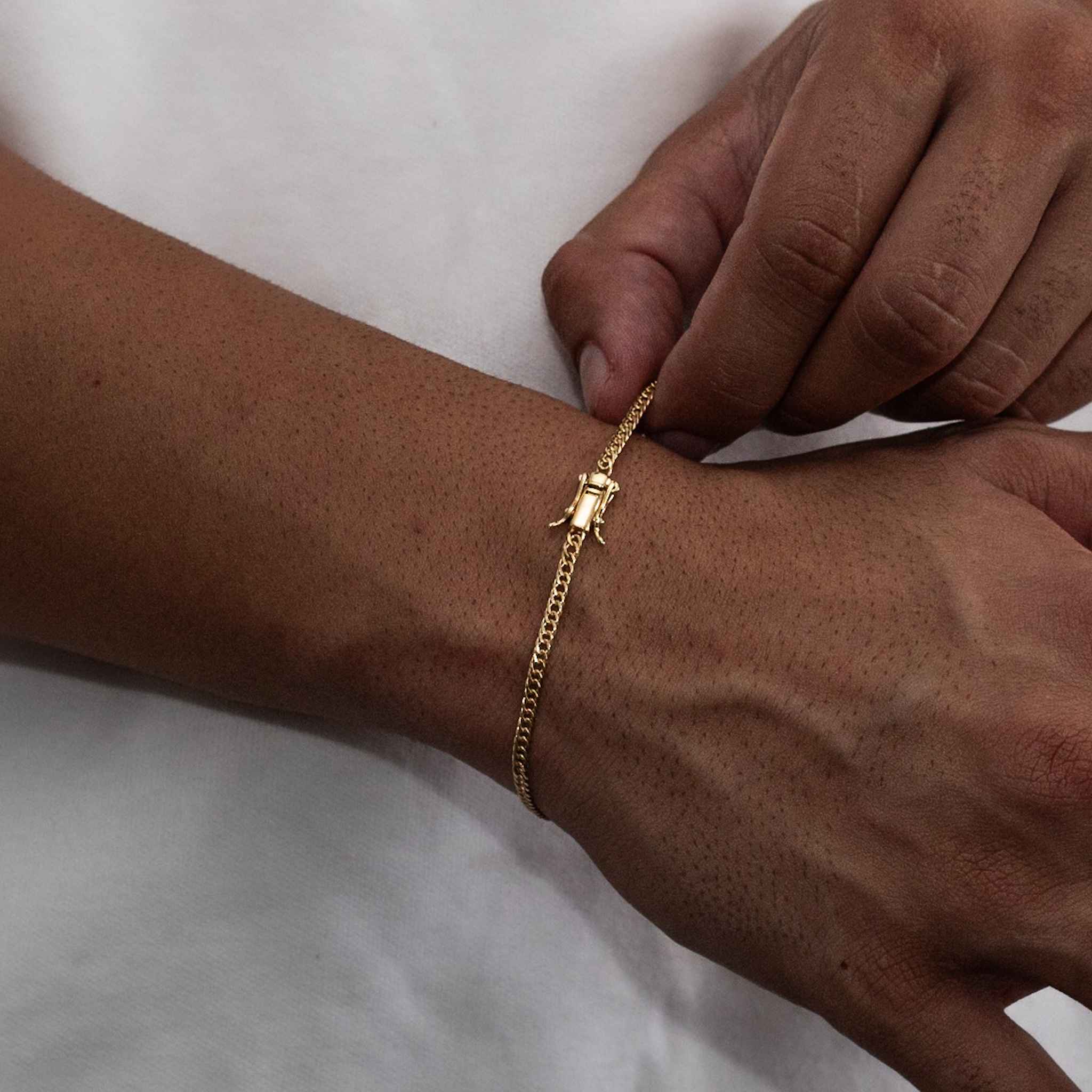 pulseira masculina banhada a ouro - grumet duplo 3mm - ouro 18k