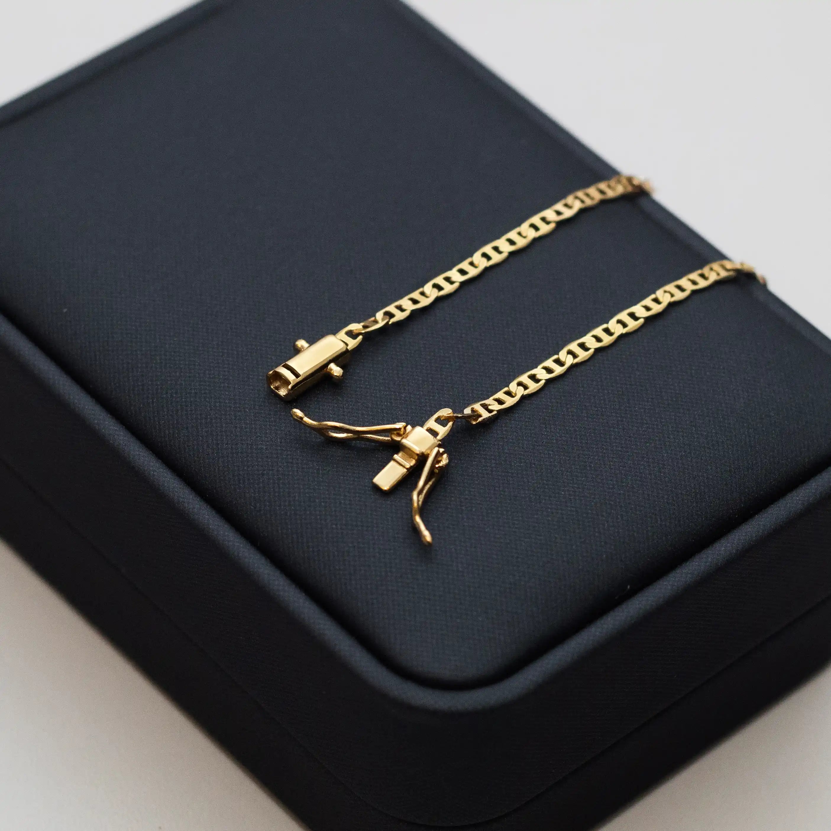 pulseira masculina banhada a ouro - mariner gucci 3mm - ouro 18k