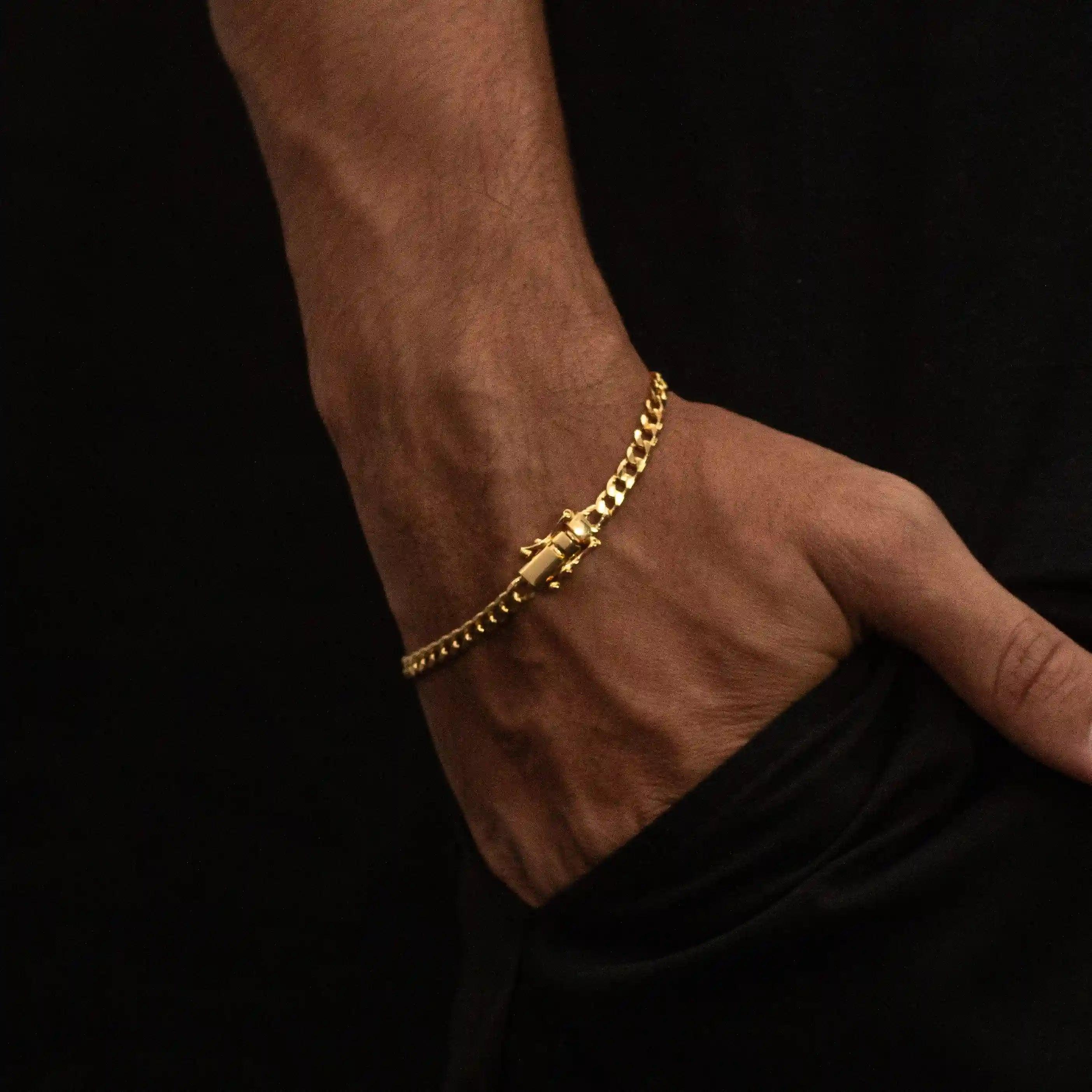 pulseira de ouro masculina - grumet 4mm - ouro 18k